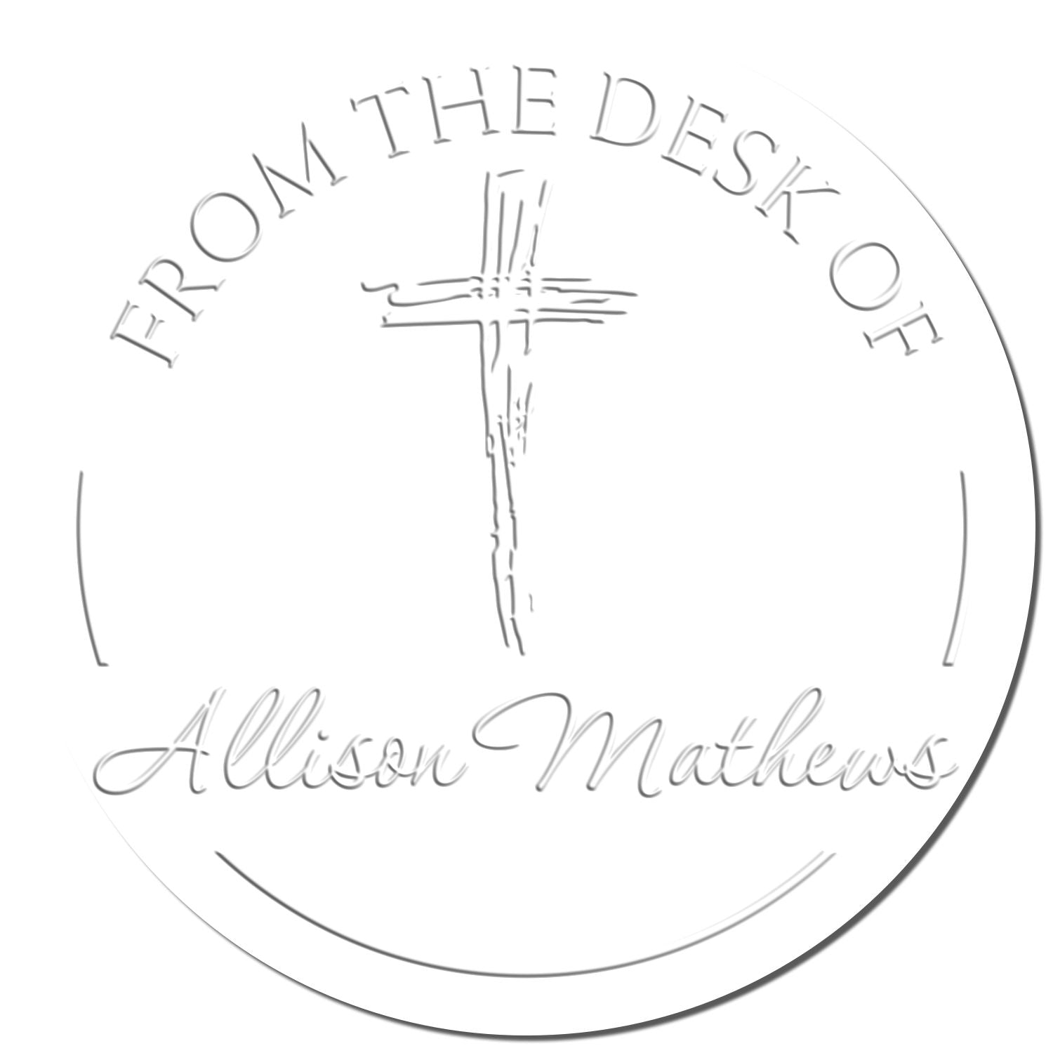 Desk Serene Cross Personalized Name And Address Paper Embosser - Engineer Seal Stamps