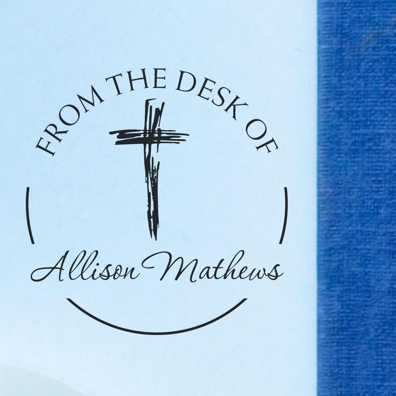 Wood Handle Serene Cross Name And Address Stamp - Engineer Seal Stamps