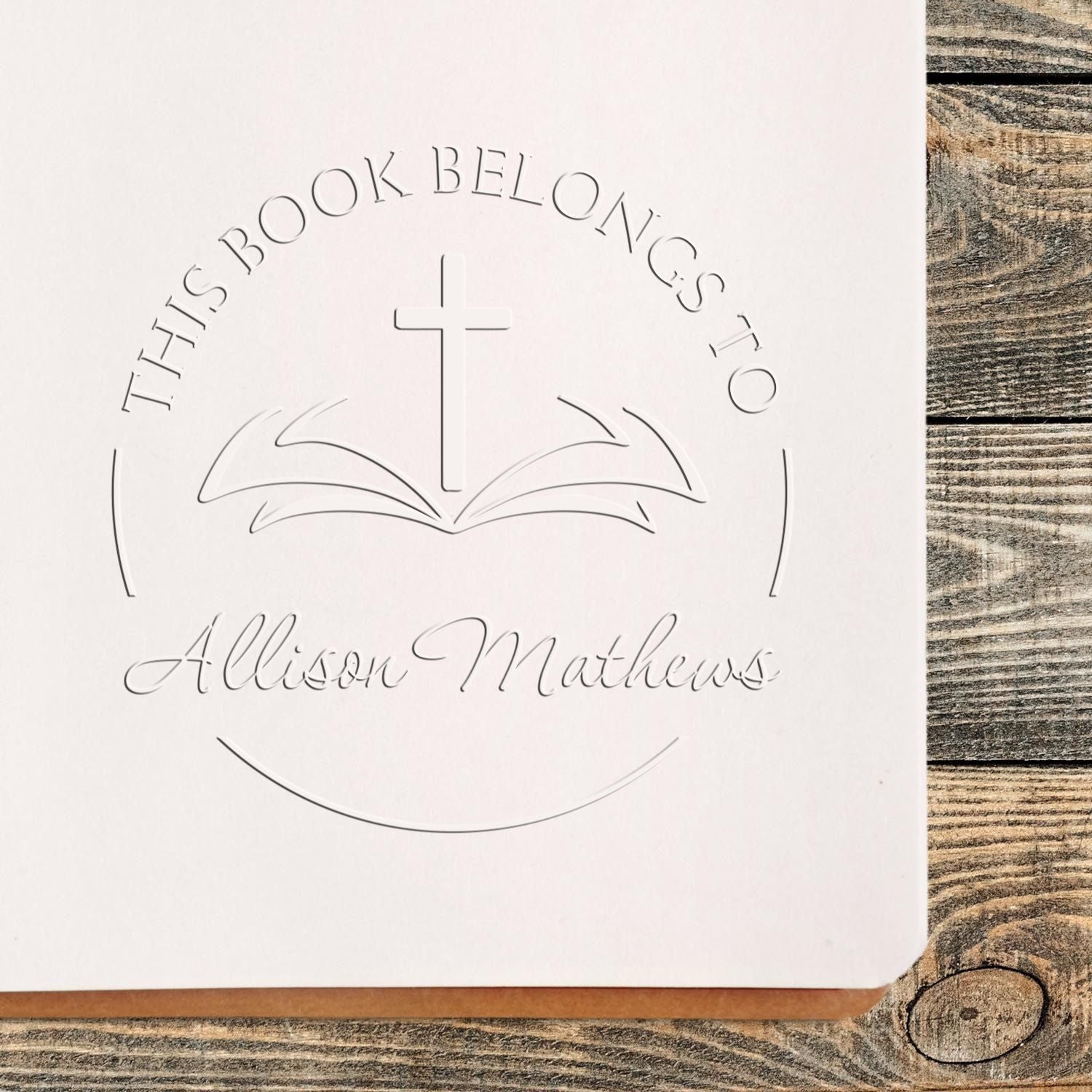 Desk Timeless Cross Personalized Return Address Embossed Stamp - Engineer Seal Stamps