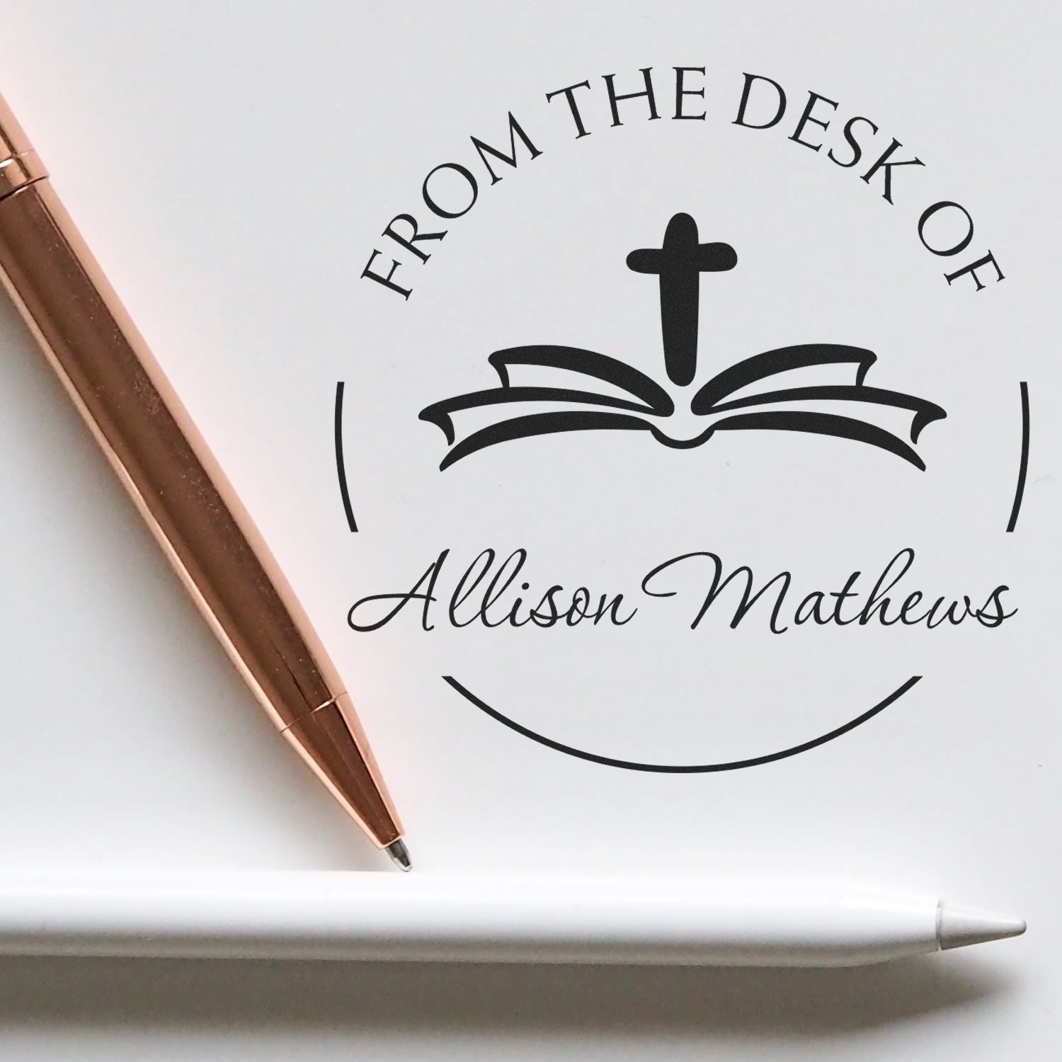 Portable Pre-Inked Graceful Cross Address Stamp - Engineer Seal Stamps