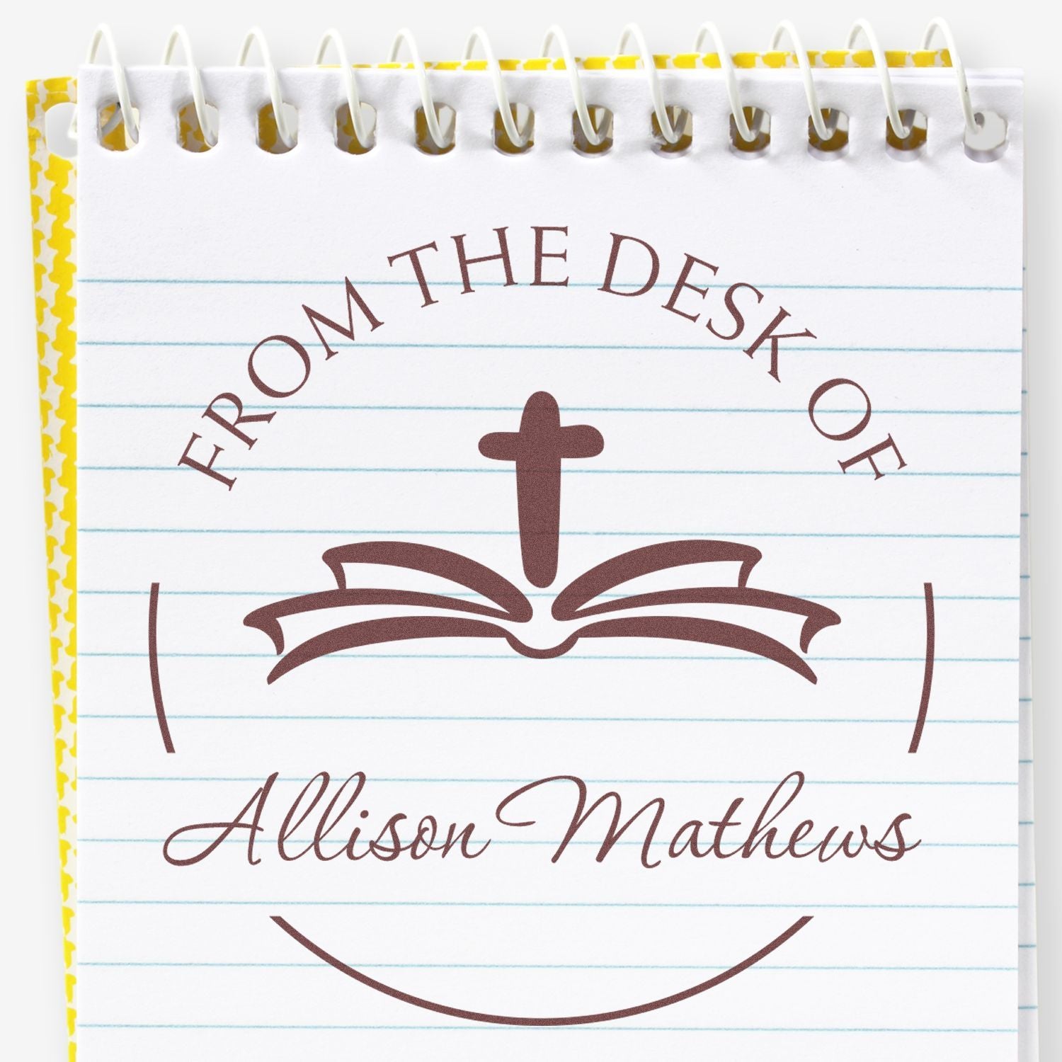 Wood Handle Graceful Cross Custom Address Stamp - Engineer Seal Stamps