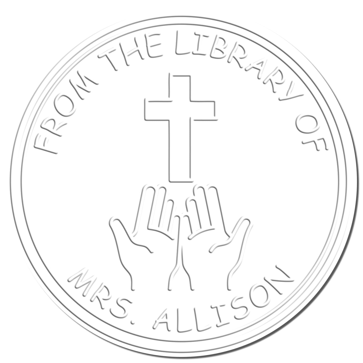 Desk Reverential Cross Personalized Return Address Embossing Stamp - Engineer Seal Stamps