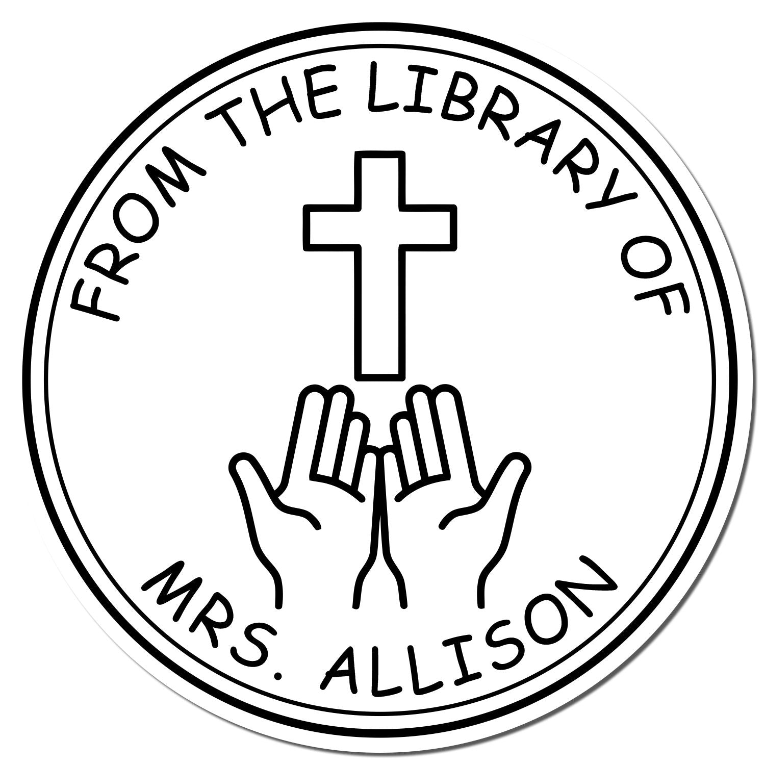 PSI Pre-Inked Reverential Cross Customized Return Address Stamp - Engineer Seal Stamps