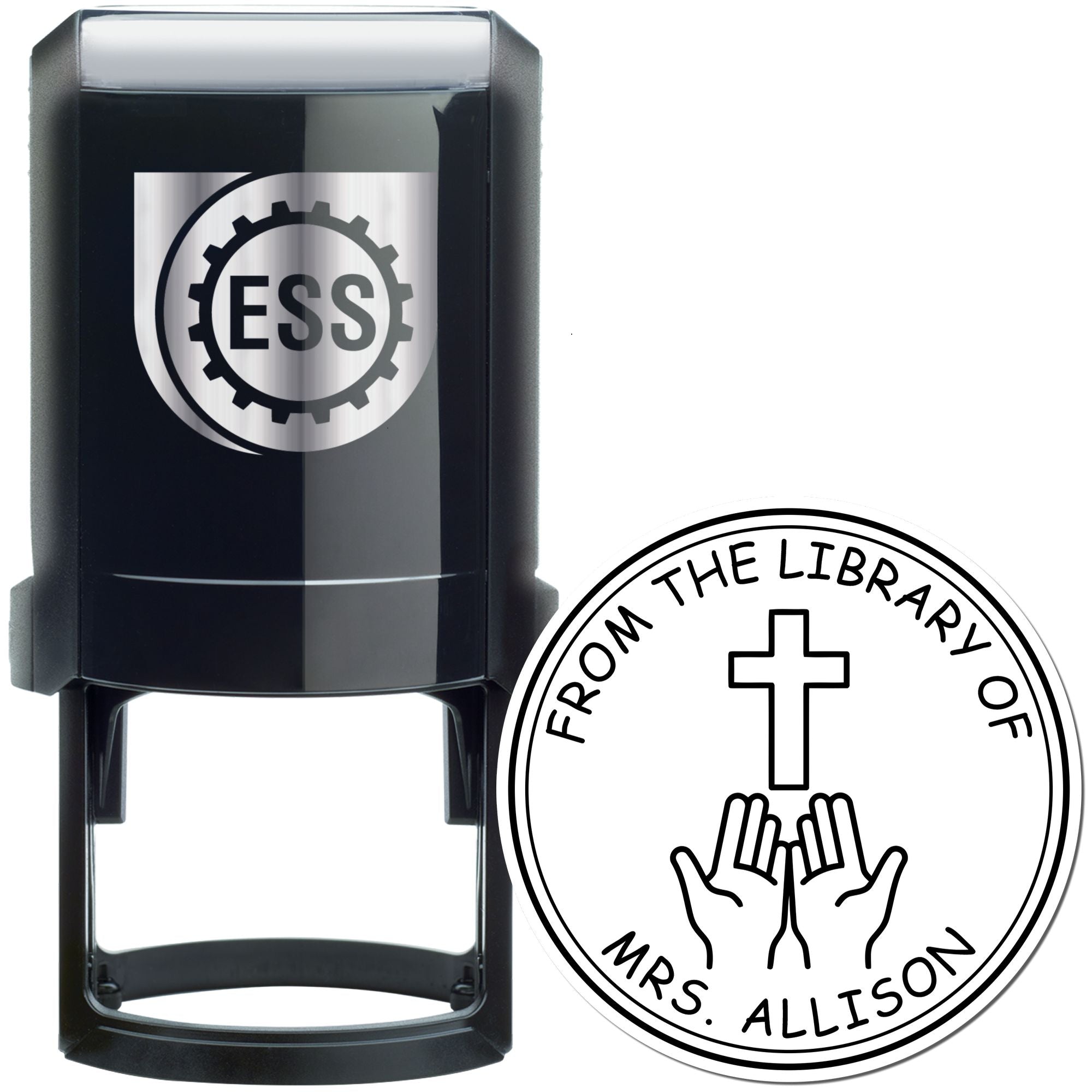 Self-Inking Reverential Cross Personalized Address Stamp - Engineer Seal Stamps