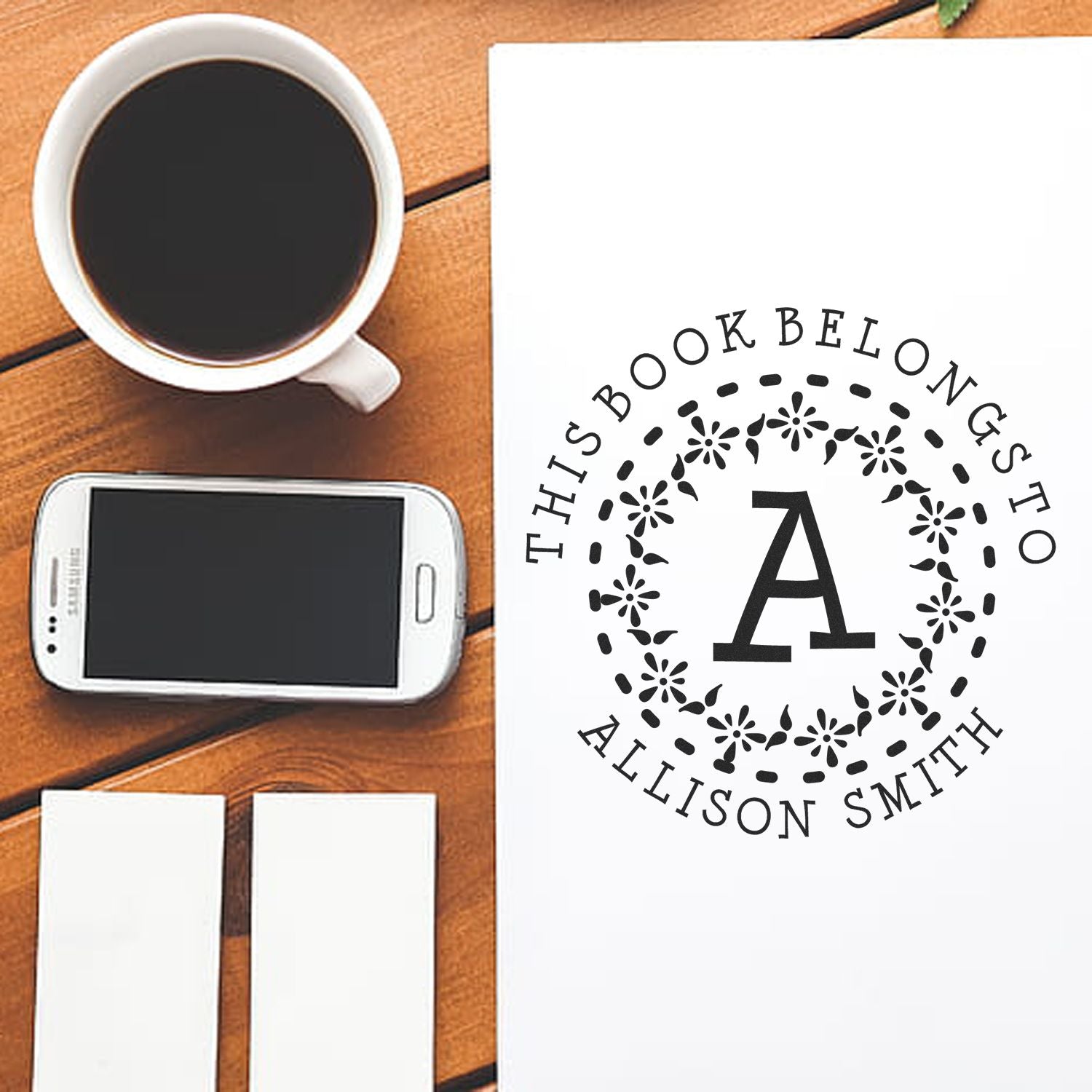 Self-Inking Flowering Monogram Custom Read It Love It Stamper - Engineer Seal Stamps