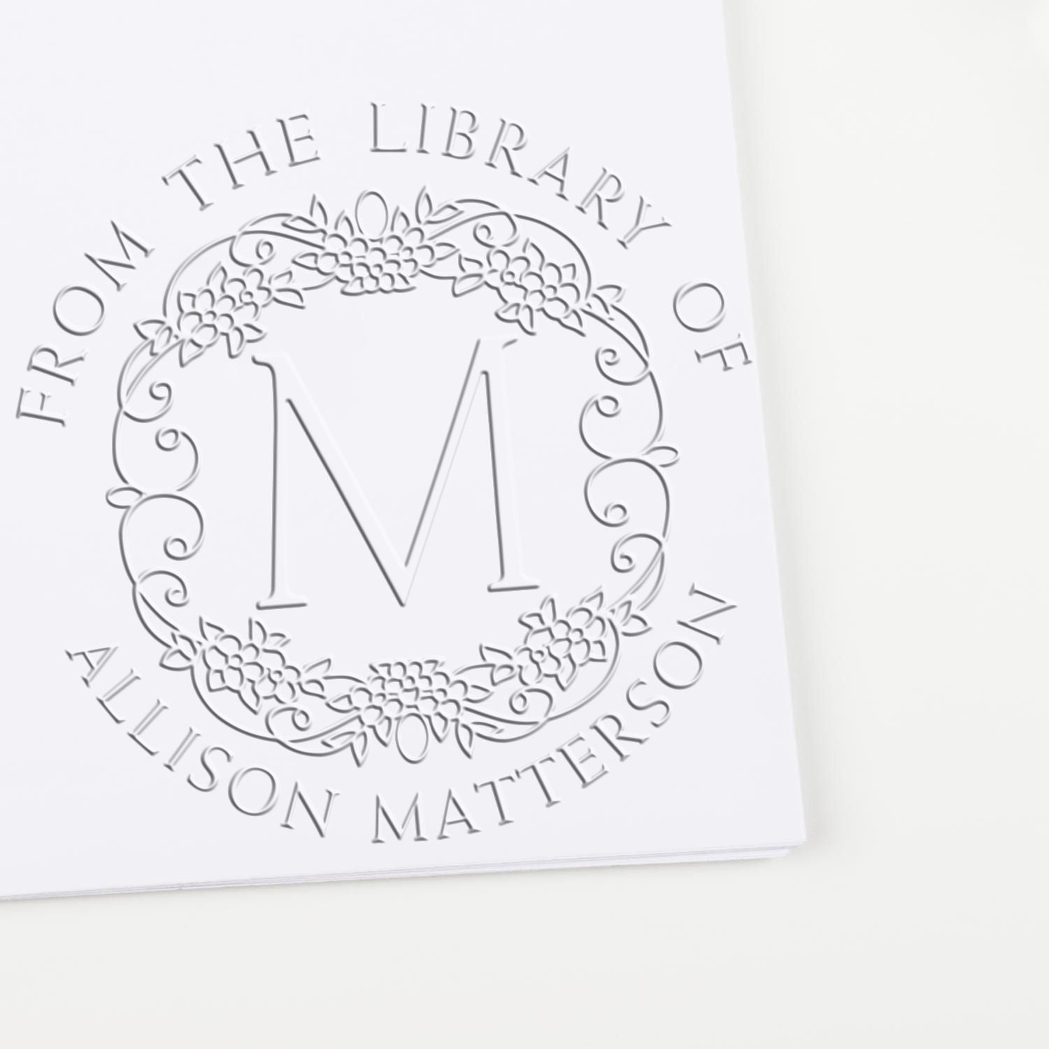 Soft Elegant Monogram Custom Private Library Embossing Stamp