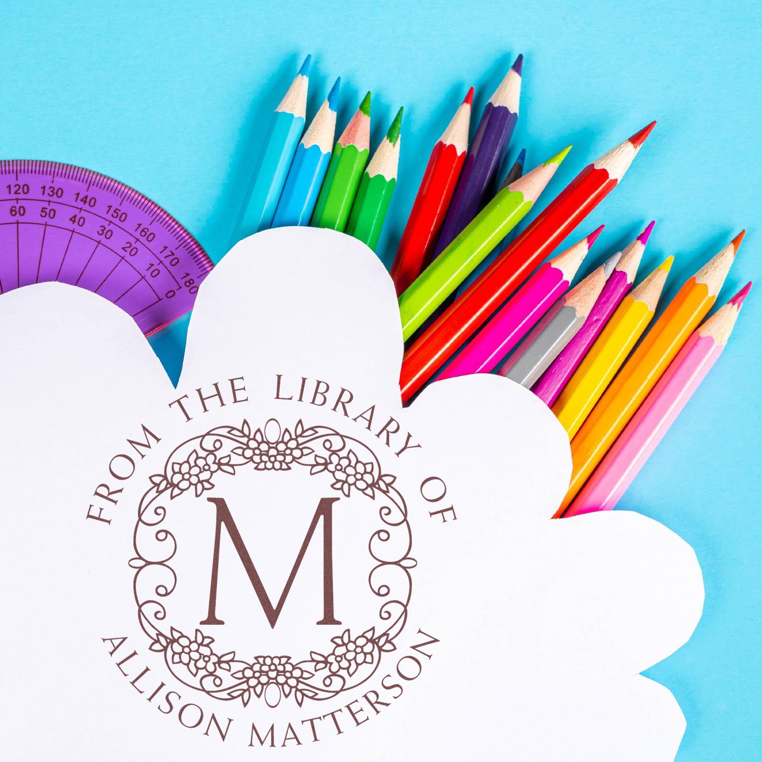 Pre-Inked Elegant Monogram Personalized Library Collection Stamp - Engineer Seal Stamps