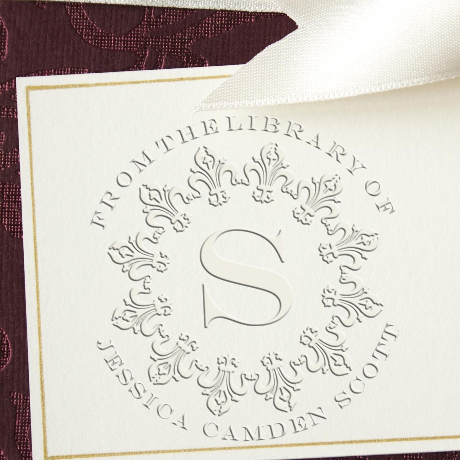 Desk Bold Initials Custom Made Bookplate Embossed Stamp - Engineer Seal Stamps