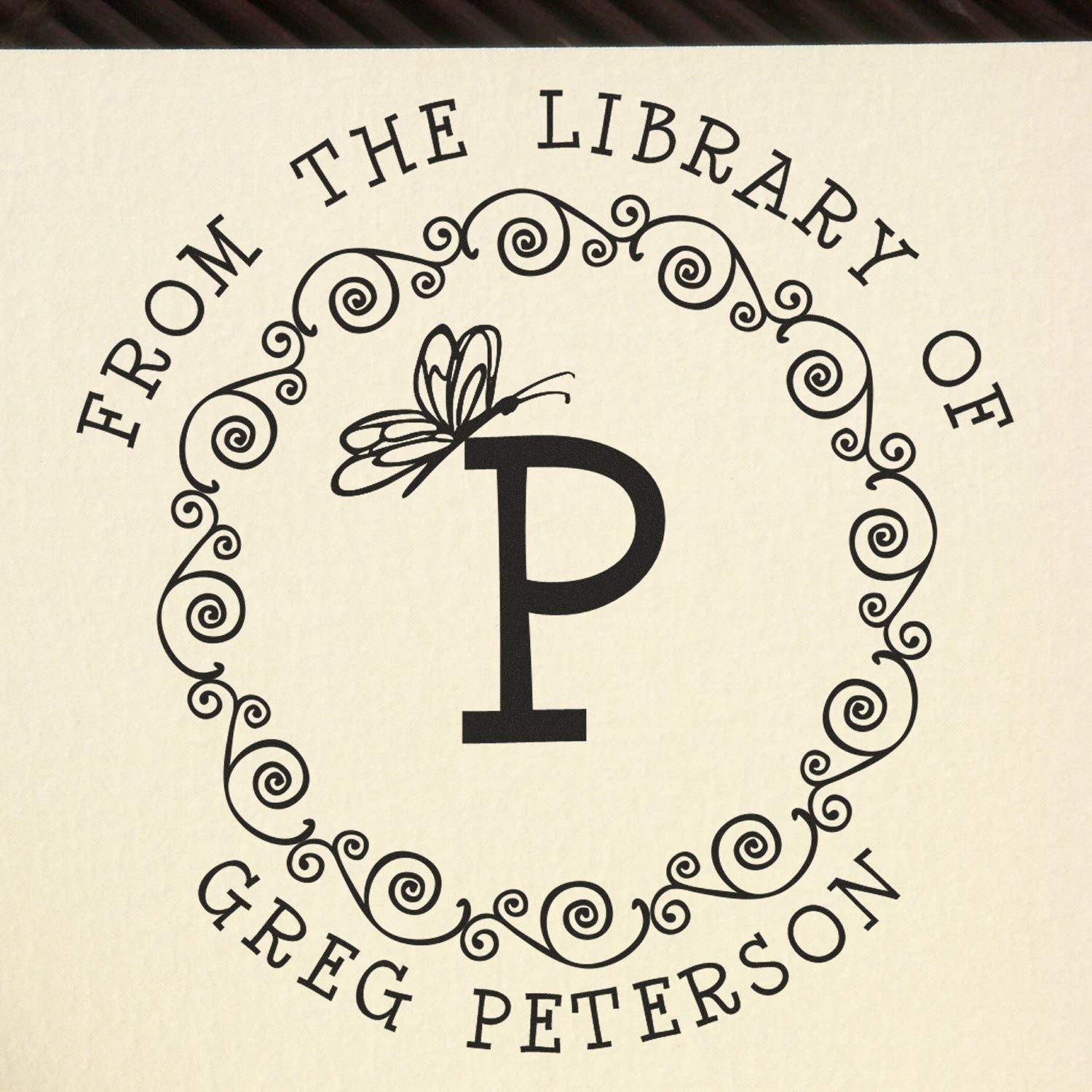 Pre-Inked Dainty Monogram Personalized Library Name Stamp - Engineer Seal Stamps