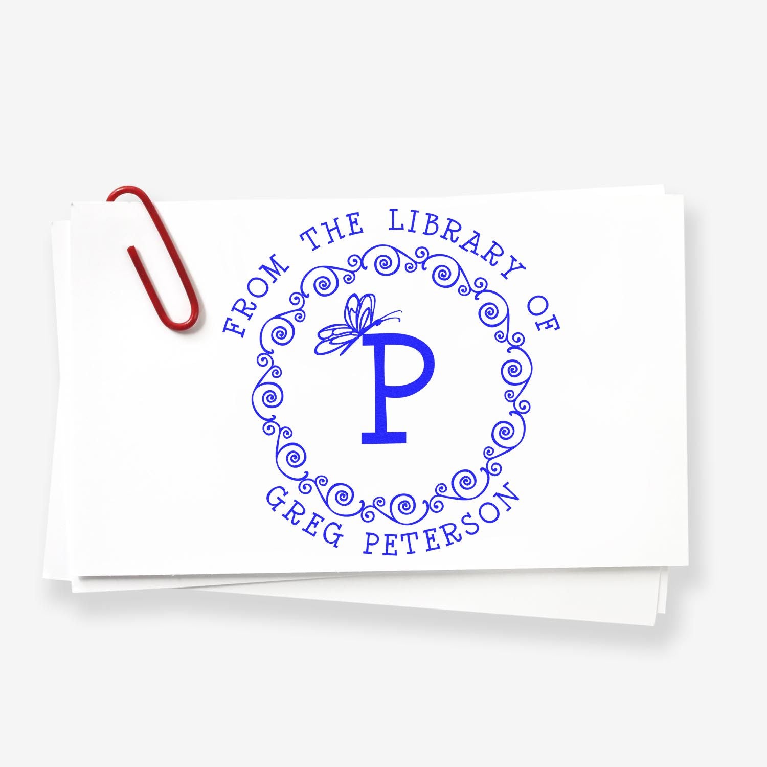 Pre-Inked Dainty Monogram Personalized Library Name Stamp - Engineer Seal Stamps