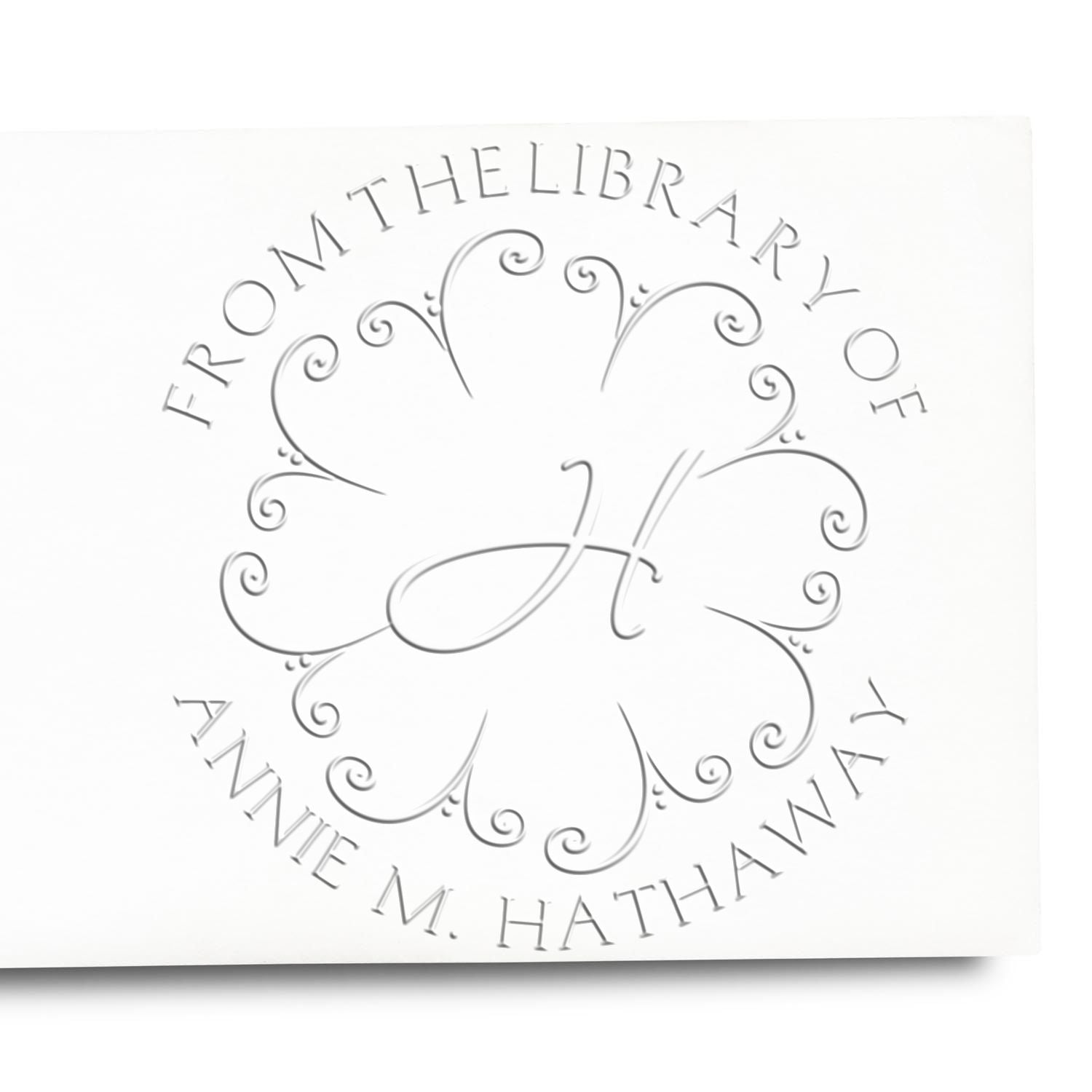 Soft Flowering Initials Custom Read It Embossed Stamp