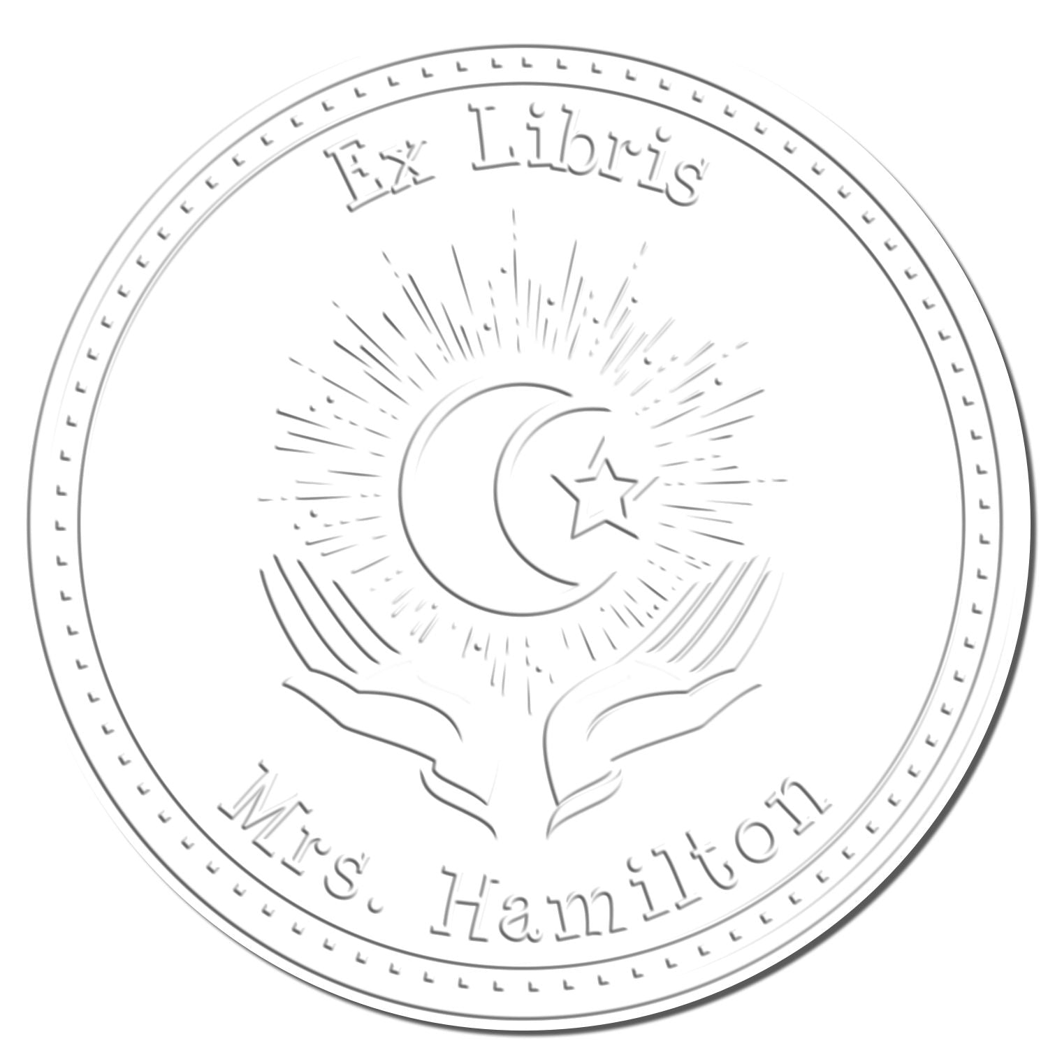 Soft Praying Star and Crescent Personalized Home Address Embossed Stamp - Engineer Seal Stamps