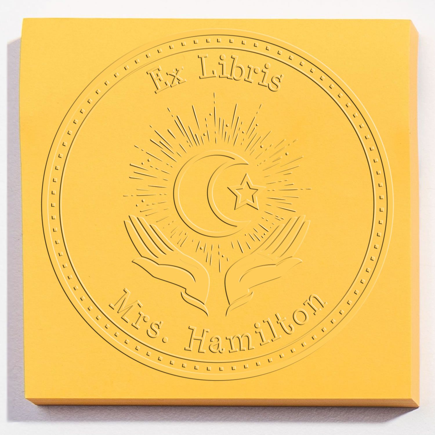 Desk Praying Star and Crescent Name And Address Embossing Seal - Engineer Seal Stamps