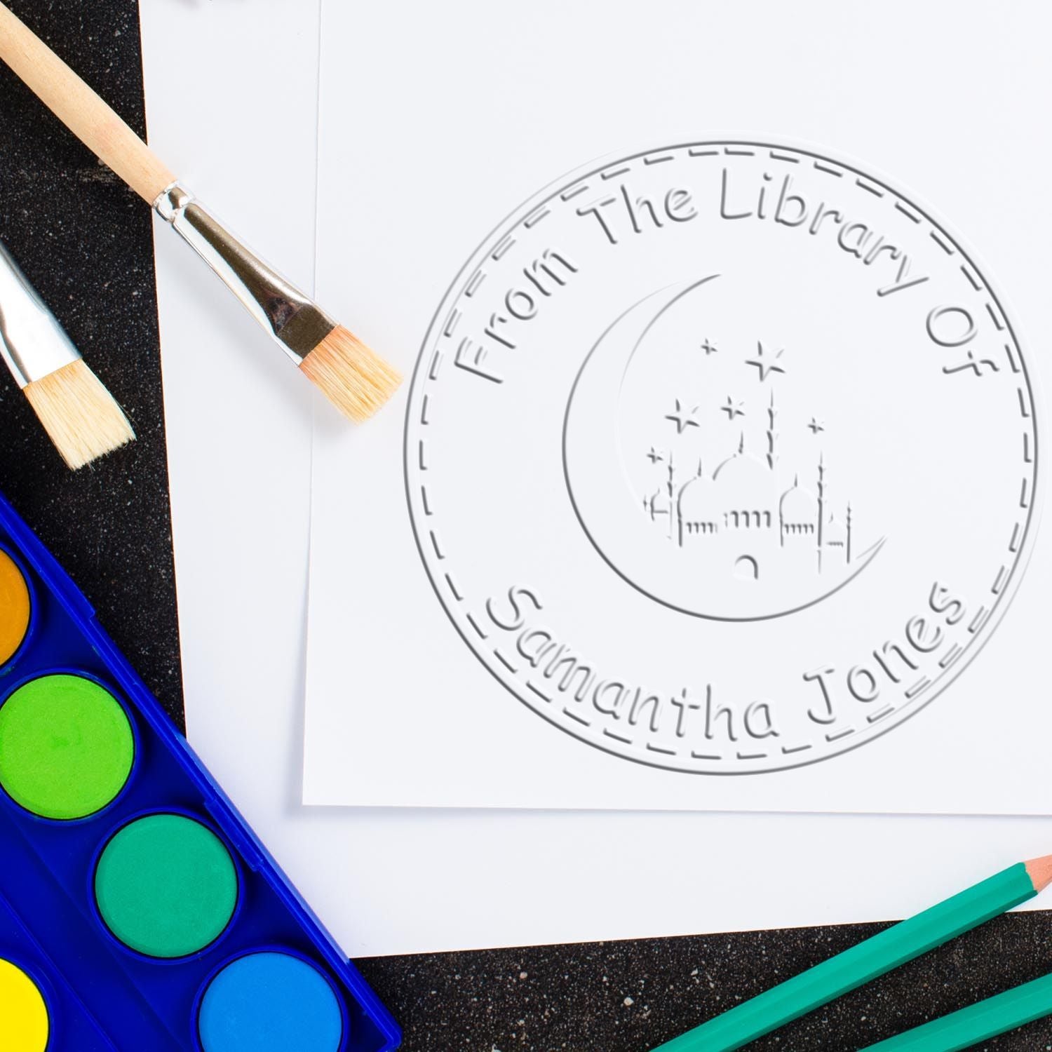 Hybrid Sacred Crescent Customized Return Address Embossing Stamp - Engineer Seal Stamps