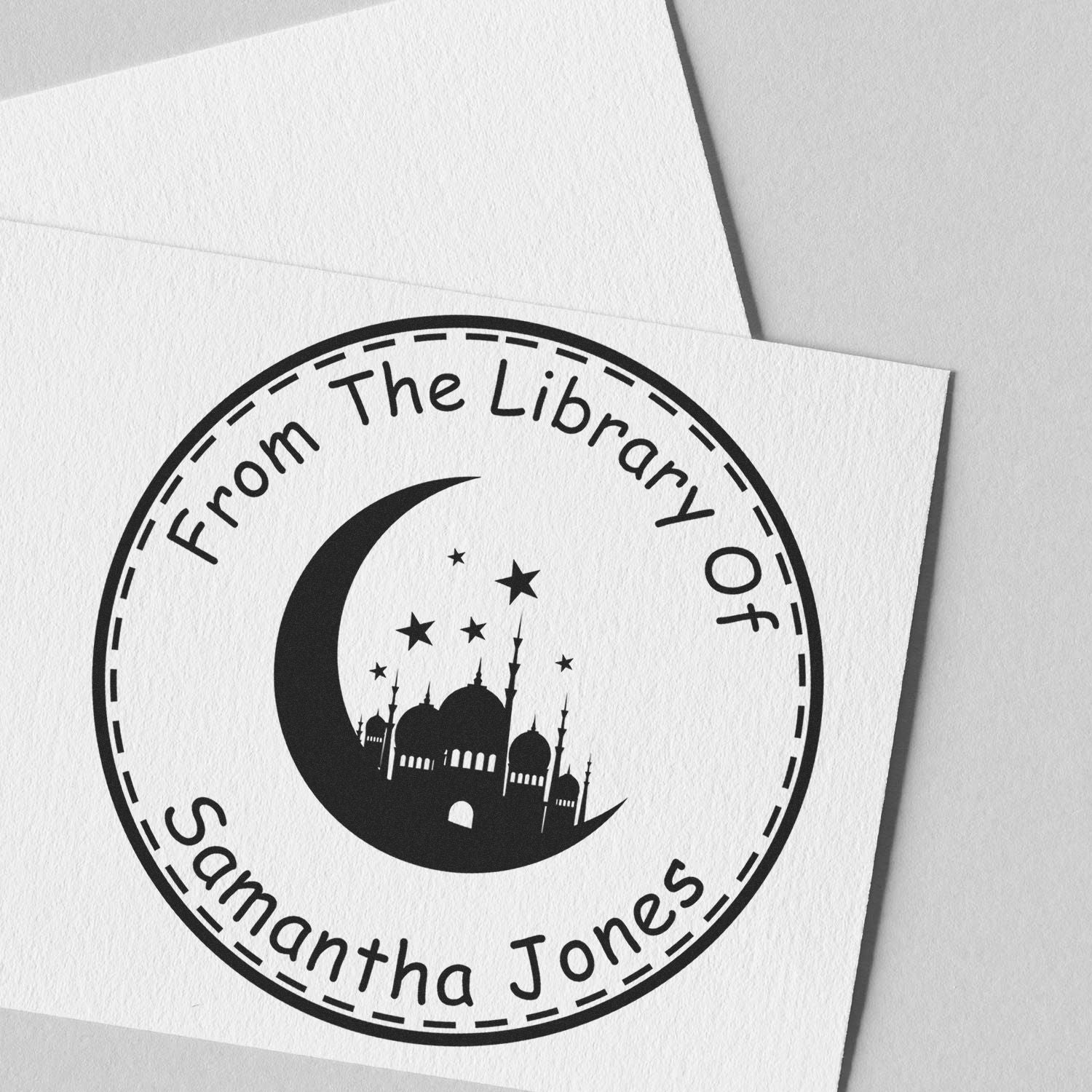 Self-Inking Sacred Crescent Custom Made Address Stamp - Engineer Seal Stamps