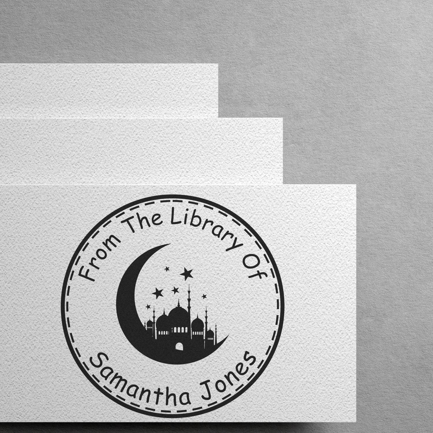 Wood Handle Sacred Crescent Custom Made Home Address Stamp