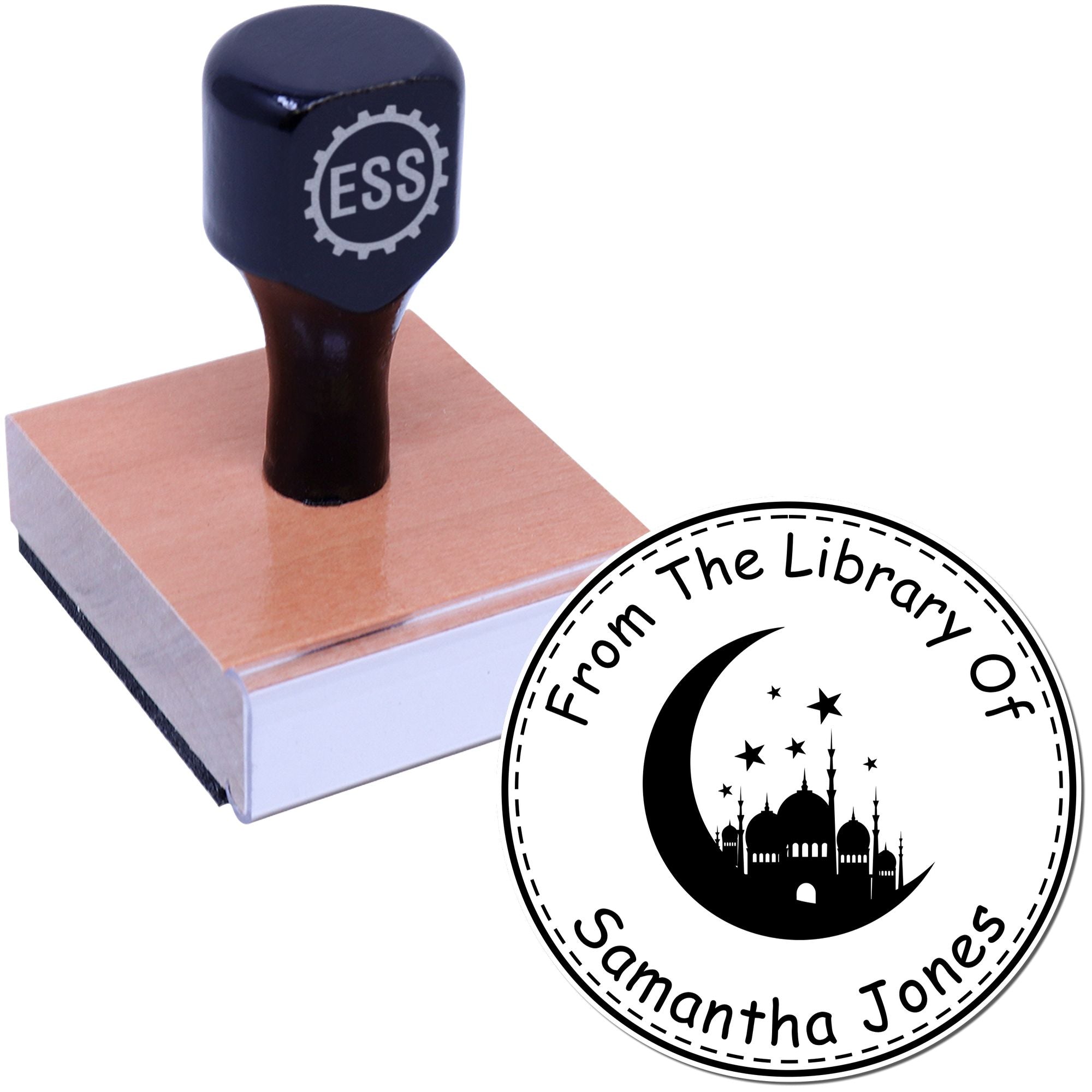 Wood Handle Sacred Crescent Custom Made Home Address Stamp