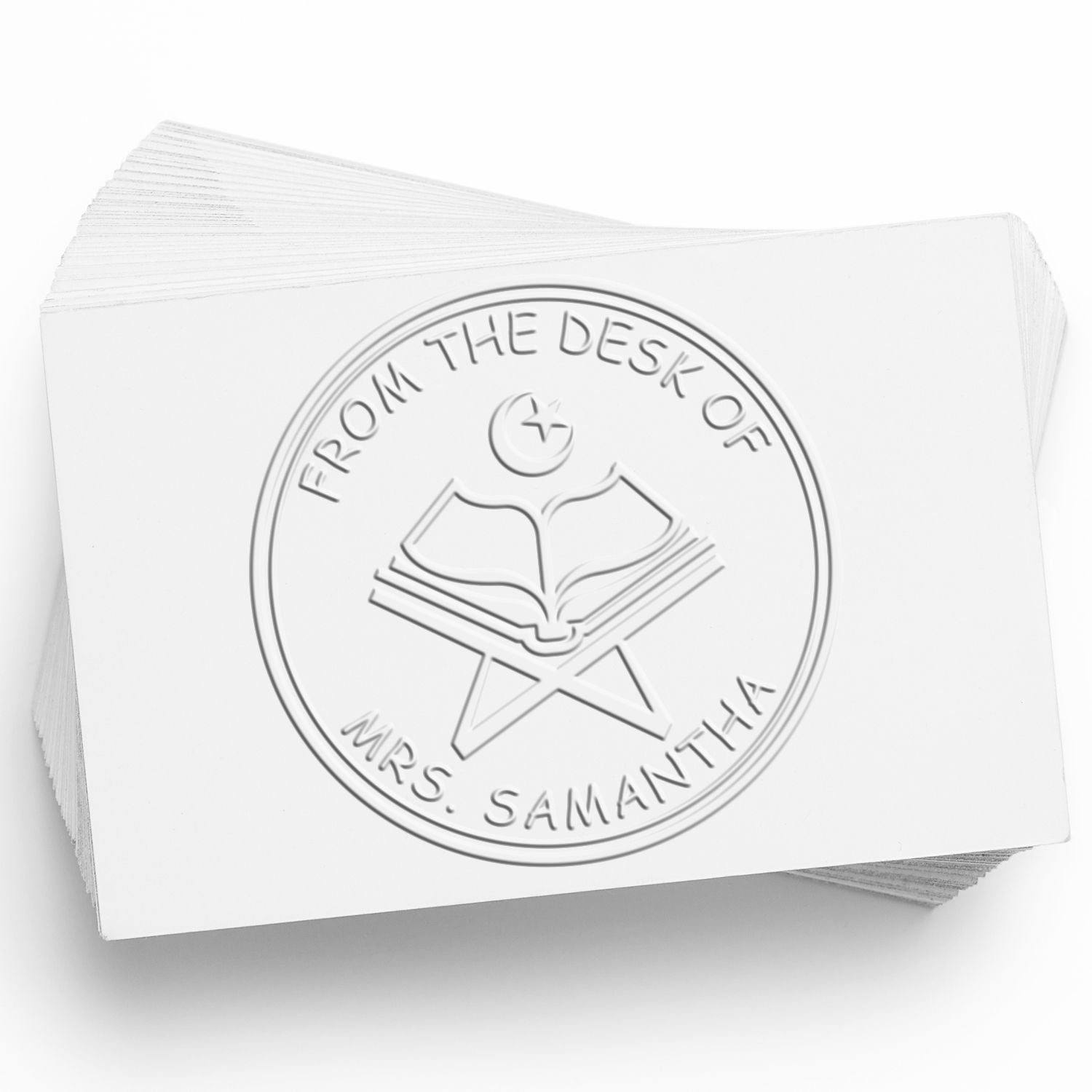 Soft Devotional Star and Crescent Personalized Home Address Paper Embosser