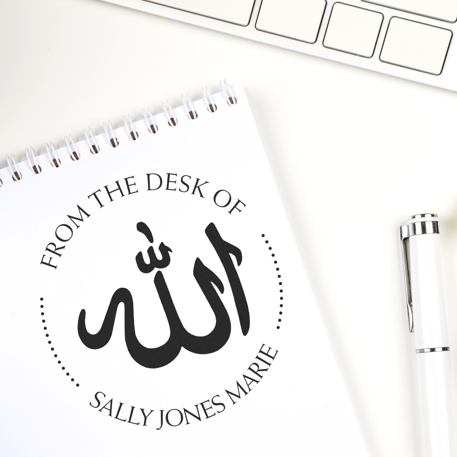 Wood Handle Bold Allah Personalized Envelope Stamp - Engineer Seal Stamps