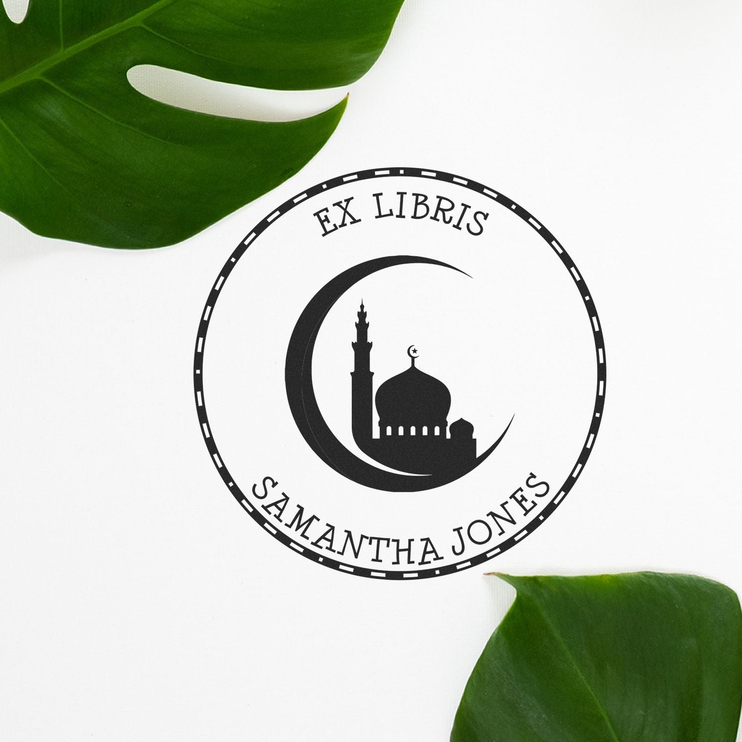 Wood Handle Holy Crescent Star Personalized Return Address Stamp - Engineer Seal Stamps