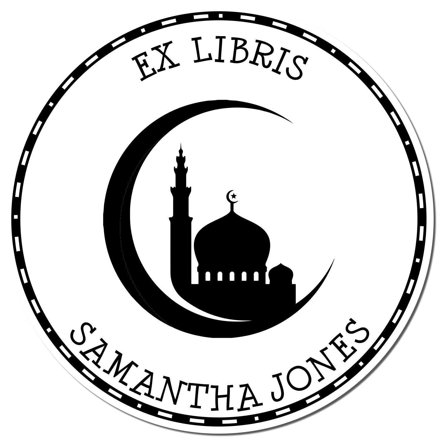 Wood Handle Holy Crescent Star Personalized Return Address Stamp - Engineer Seal Stamps