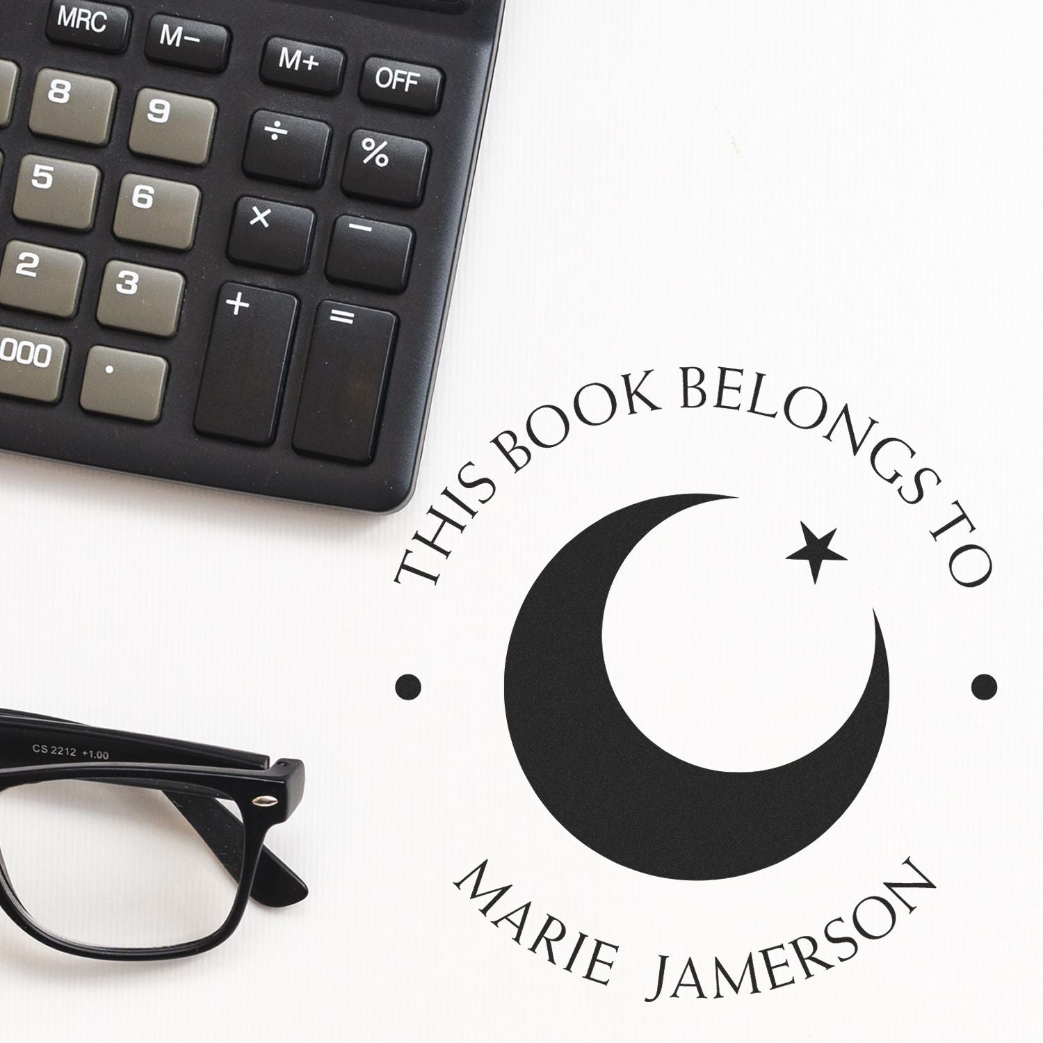 Wood Handle Serene Crescent Customized Return Address Stamp - Engineer Seal Stamps