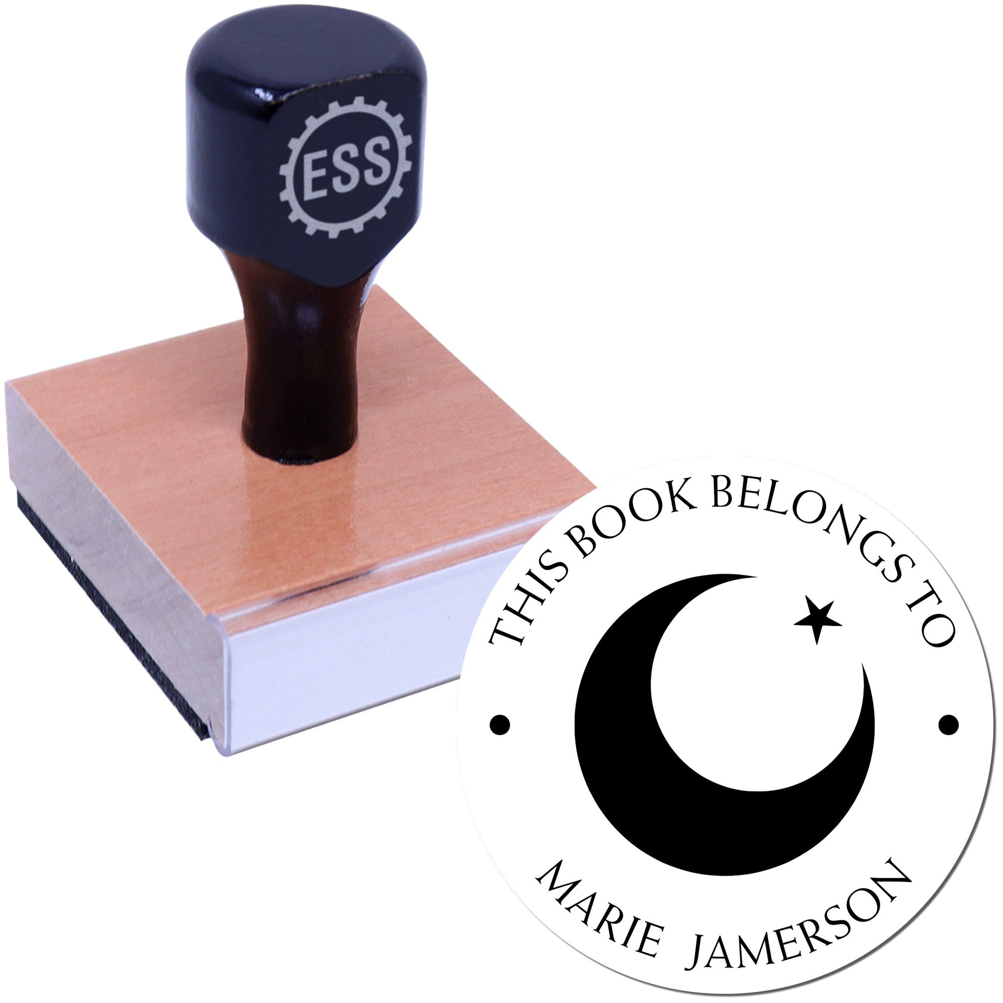 Wood Handle Serene Crescent Customized Return Address Stamp - Engineer Seal Stamps