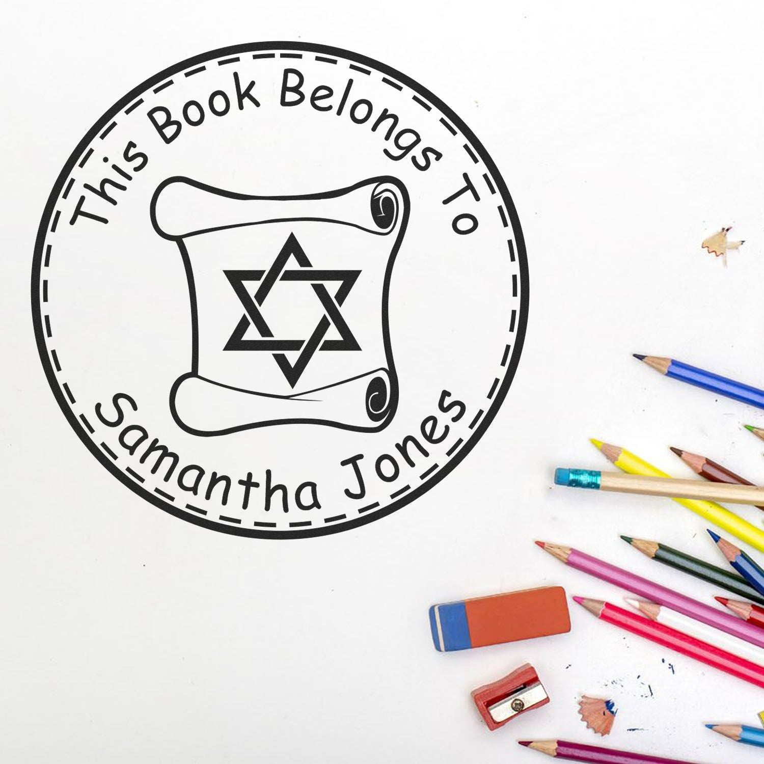 Portable Pre-Inked Solemn Torah Handcrafted Return Address Stamper - Engineer Seal Stamps