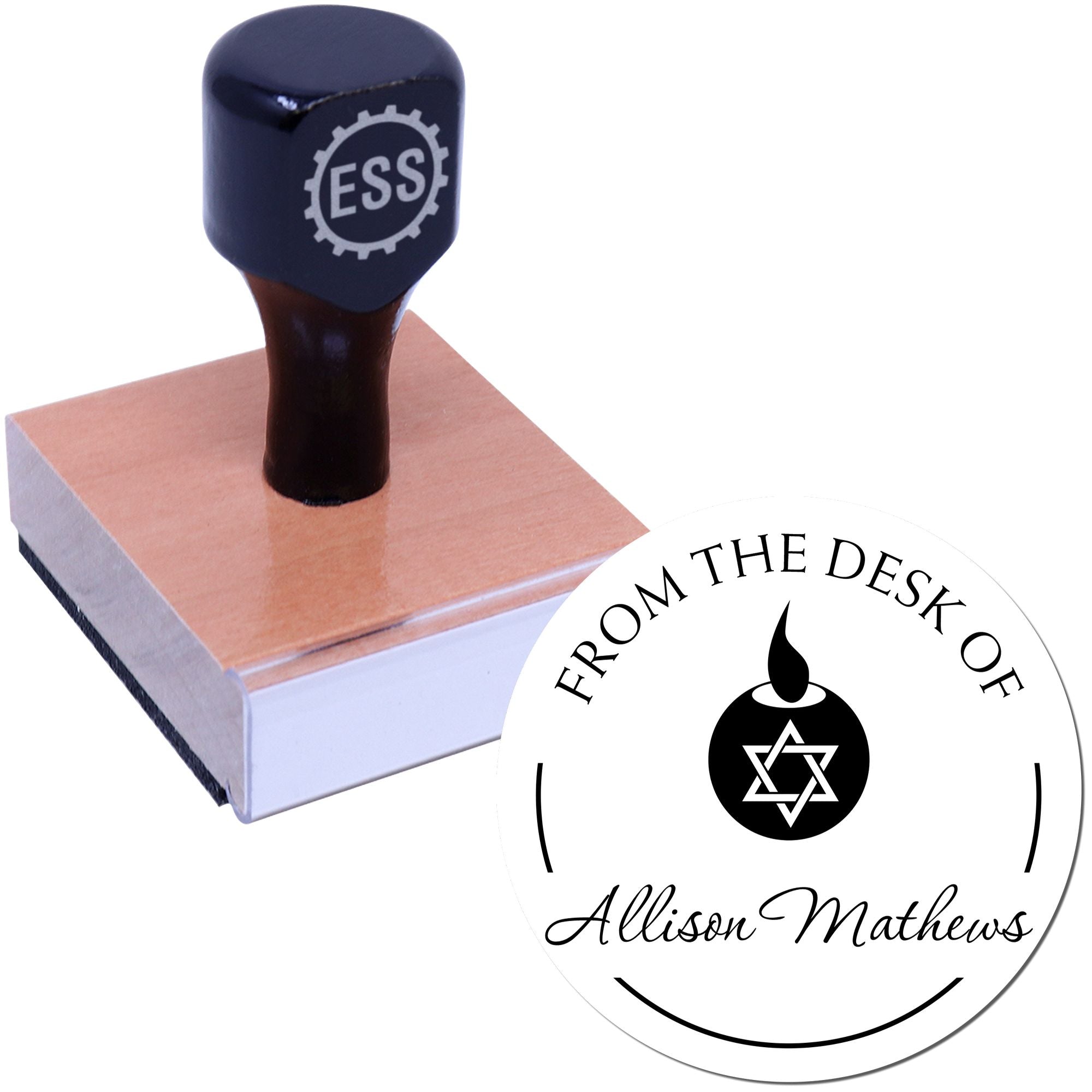 Wood Handle Bright Oil Lamp Made To Order Name And Address Stamper - Engineer Seal Stamps