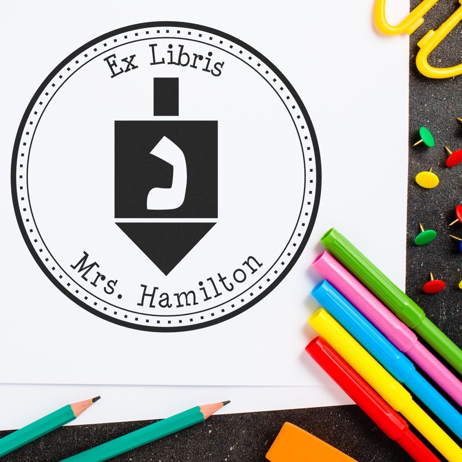 Portable Pre-Inked Youthful Dreidel Handcrafted New Home Stamp - Engineer Seal Stamps