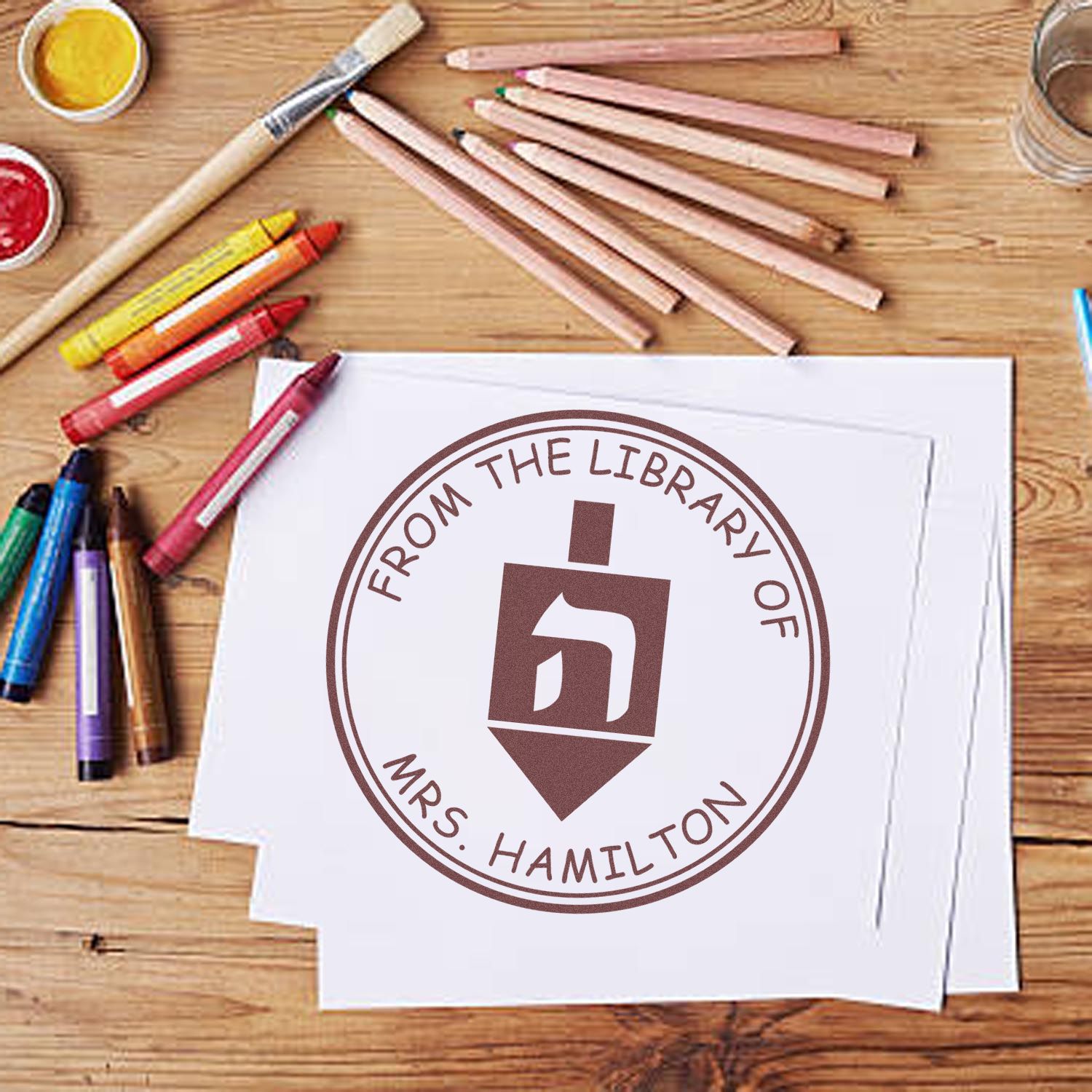 Wood Handle Joyful Dreidel Made To Order Home Address Stamp - Engineer Seal Stamps