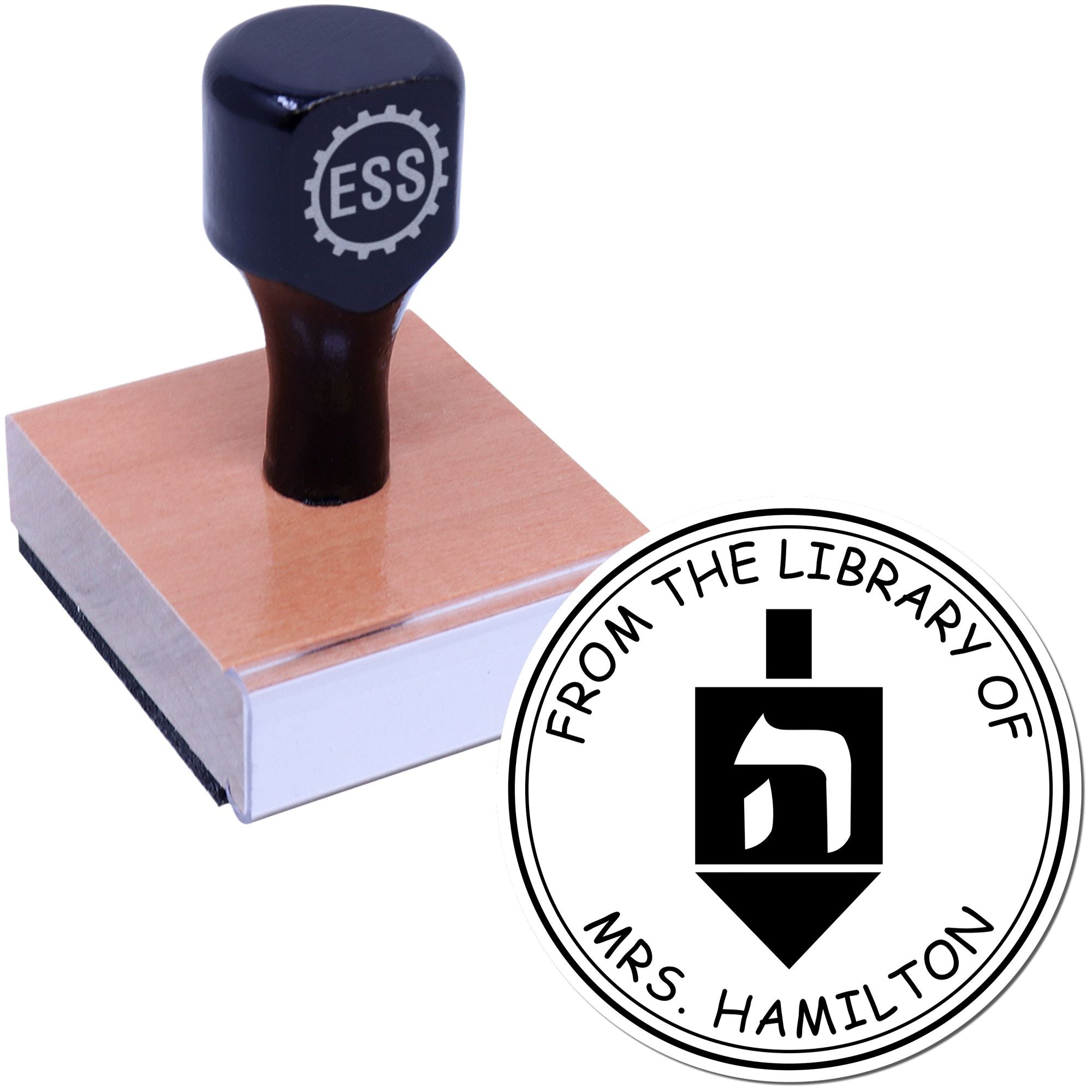 Wood Handle Joyful Dreidel Made To Order Home Address Stamp - Engineer Seal Stamps