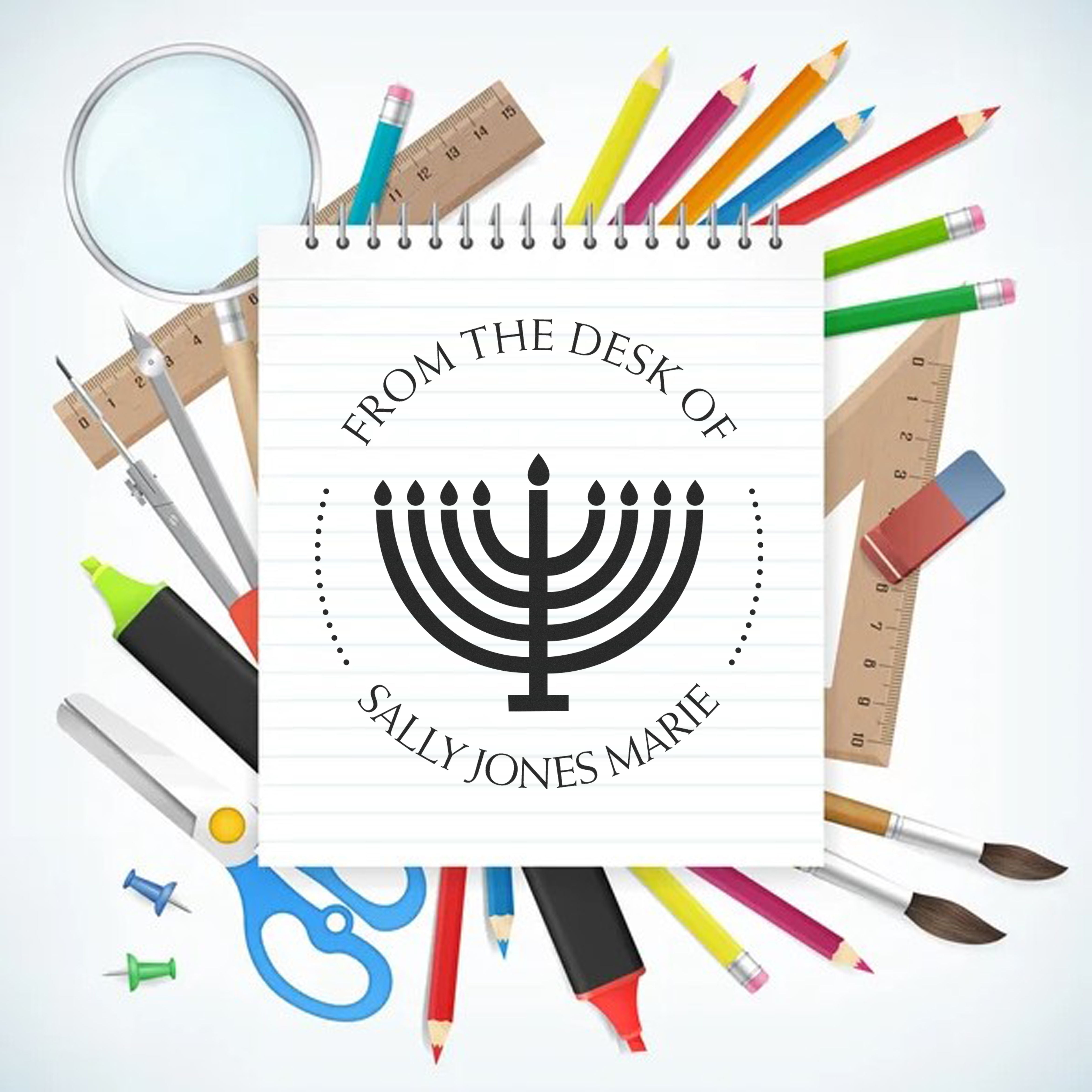 Self-Inking Festival of Lights Custom Made Name And Address Stamp - Engineer Seal Stamps