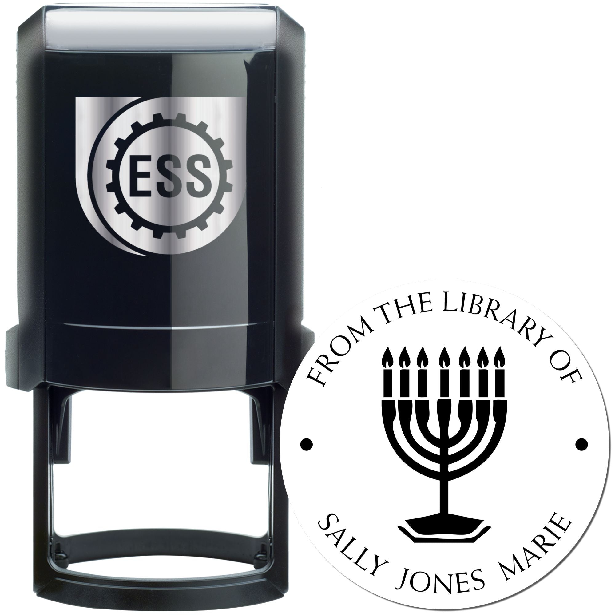 Self-Inking Lovely Menorah Custom Made Name And Address Stamper - Engineer Seal Stamps