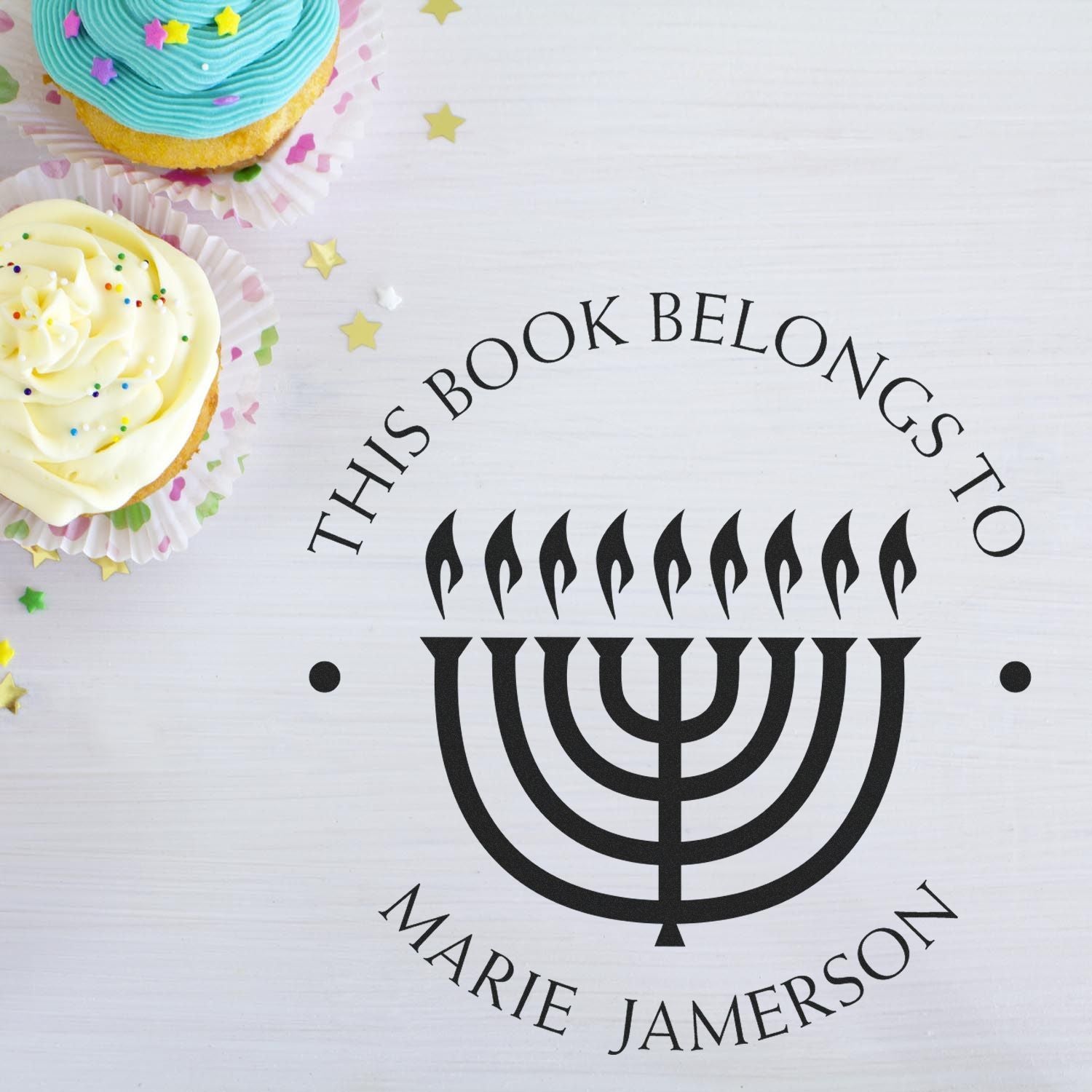 Self-Inking Bright Menorah Custom Made Return Address Stamp - Engineer Seal Stamps