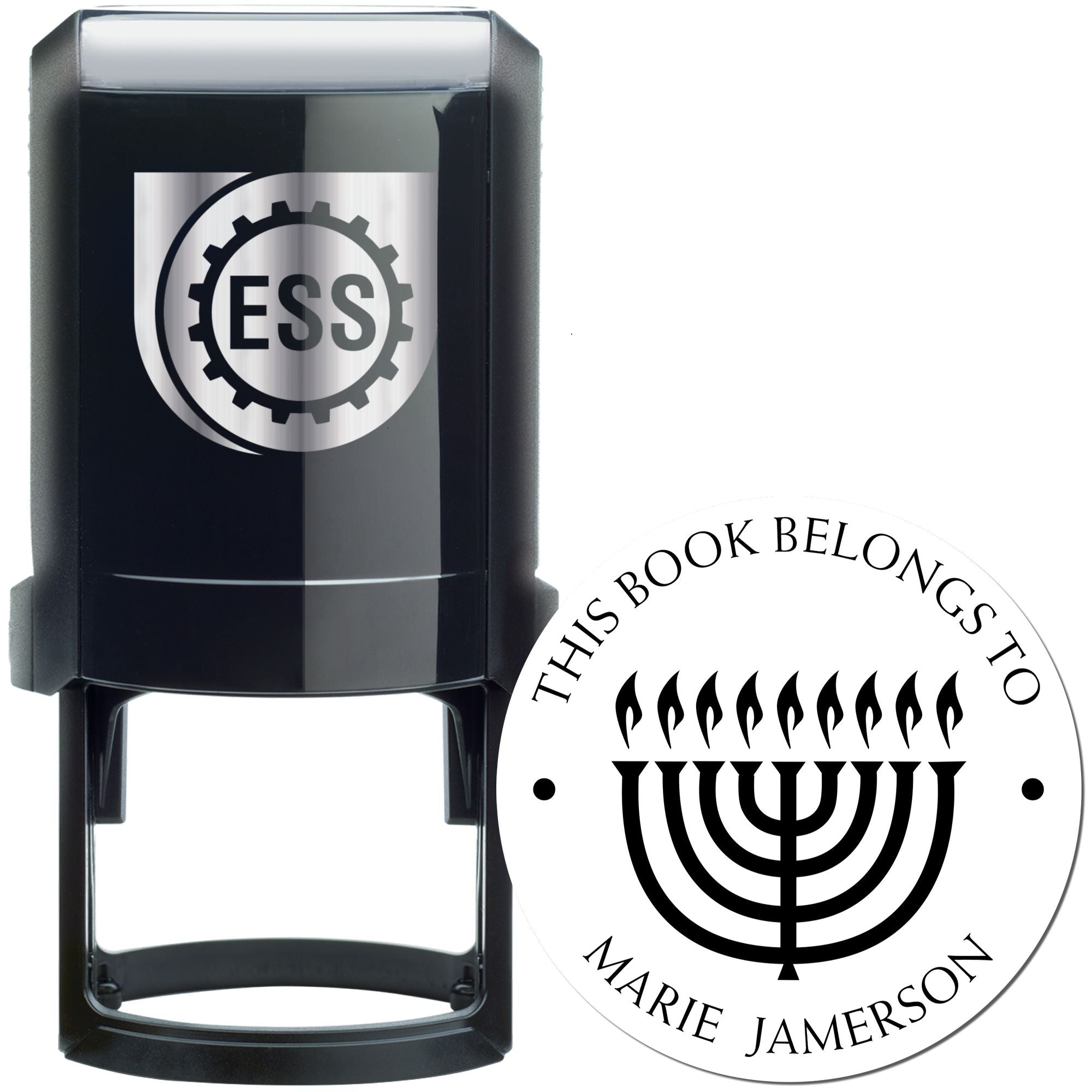 Self-Inking Bright Menorah Custom Made Return Address Stamp - Engineer Seal Stamps