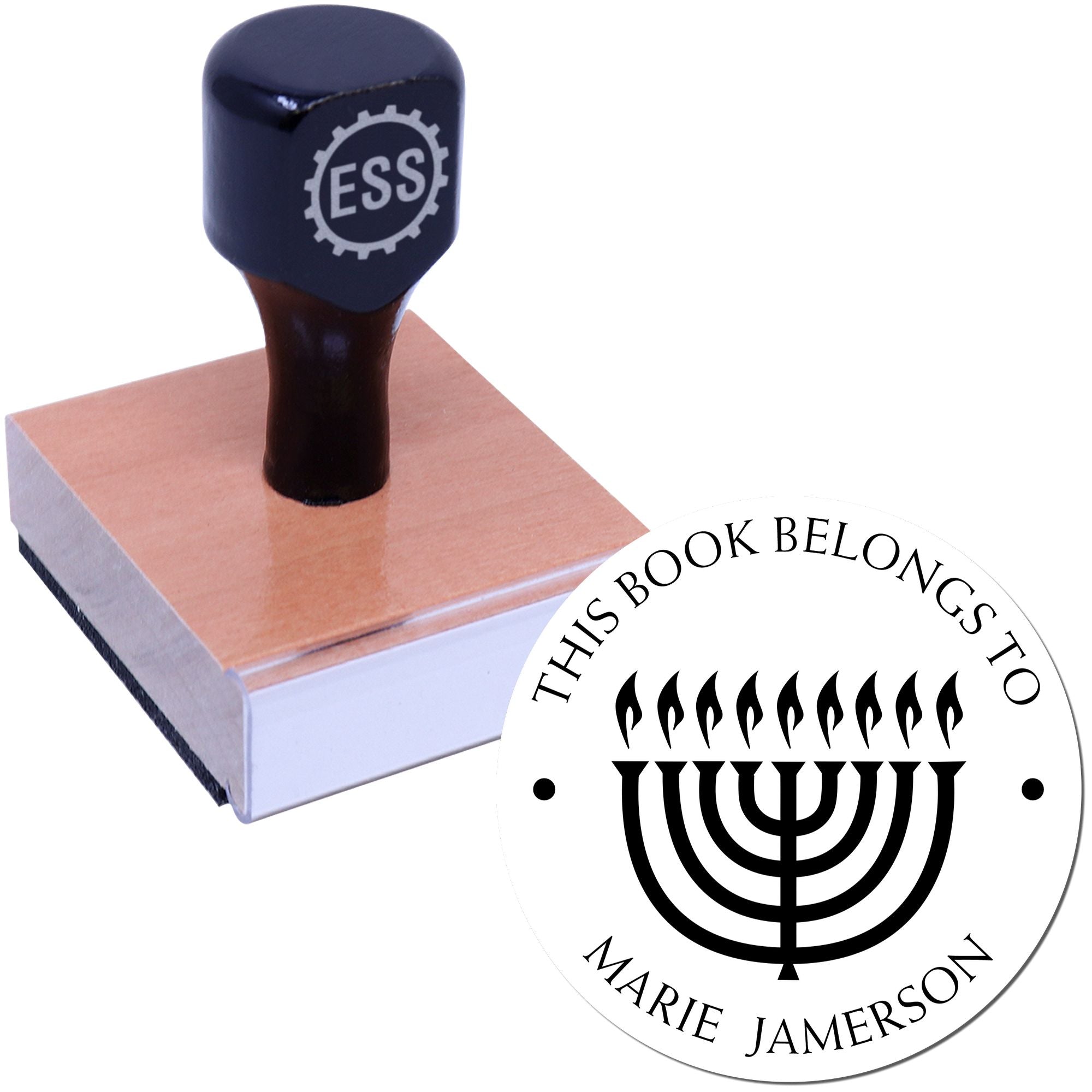 Wood Handle Bright Menorah Made To Order New Home Stamper - Engineer Seal Stamps