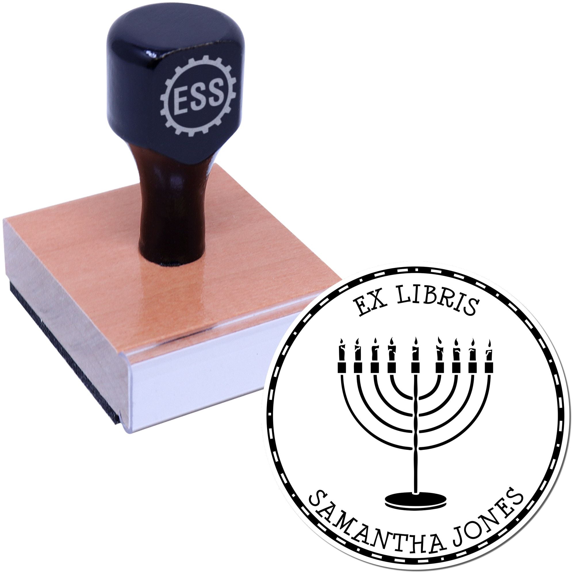 Wood Handle Inspiring Menorah Custom Mail Stamp - Engineer Seal Stamps