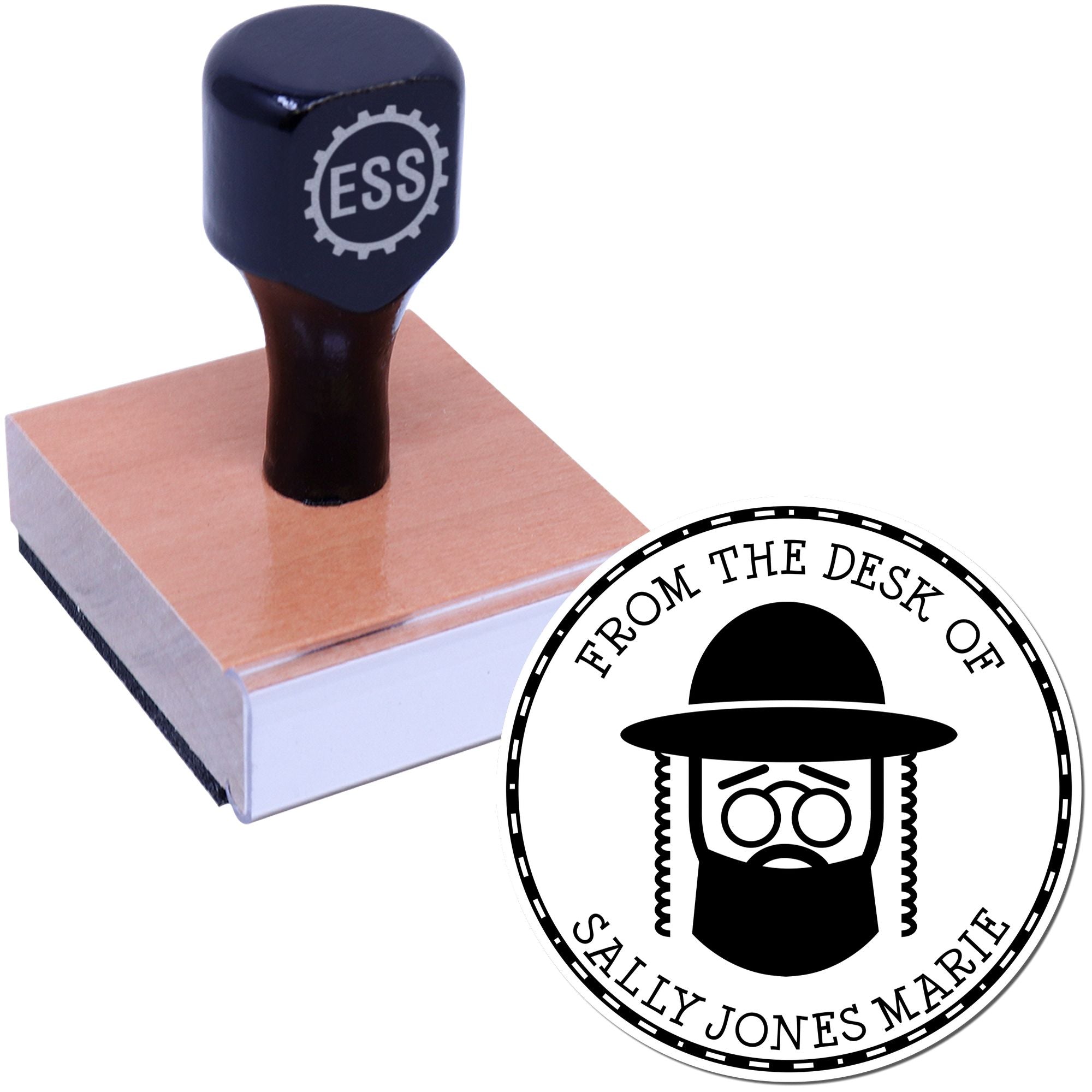 Wood Handle Respected Rabbi Custom Mail Stamper - Engineer Seal Stamps