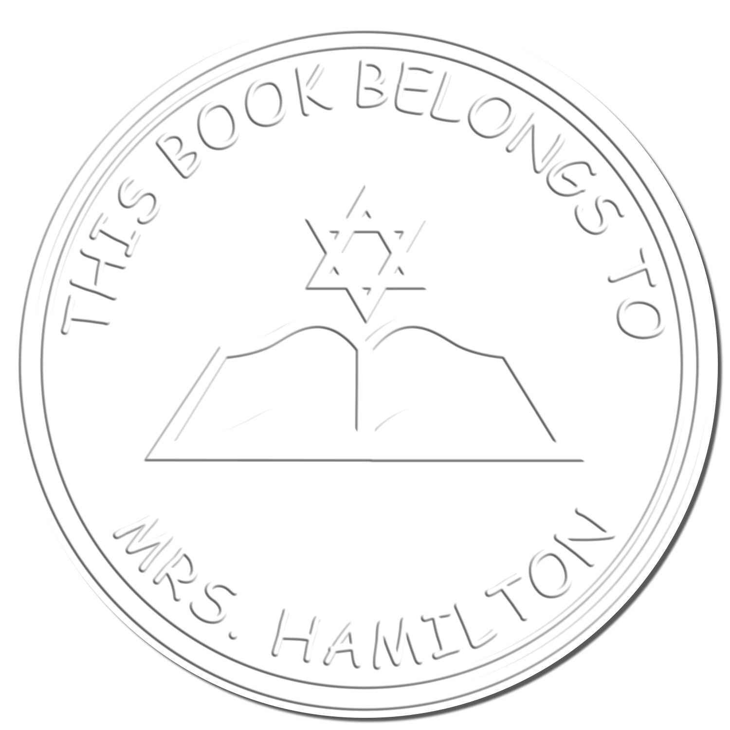 Hybrid Star of David Torah Custom Made Name And Address Embossed Stamp - Engineer Seal Stamps