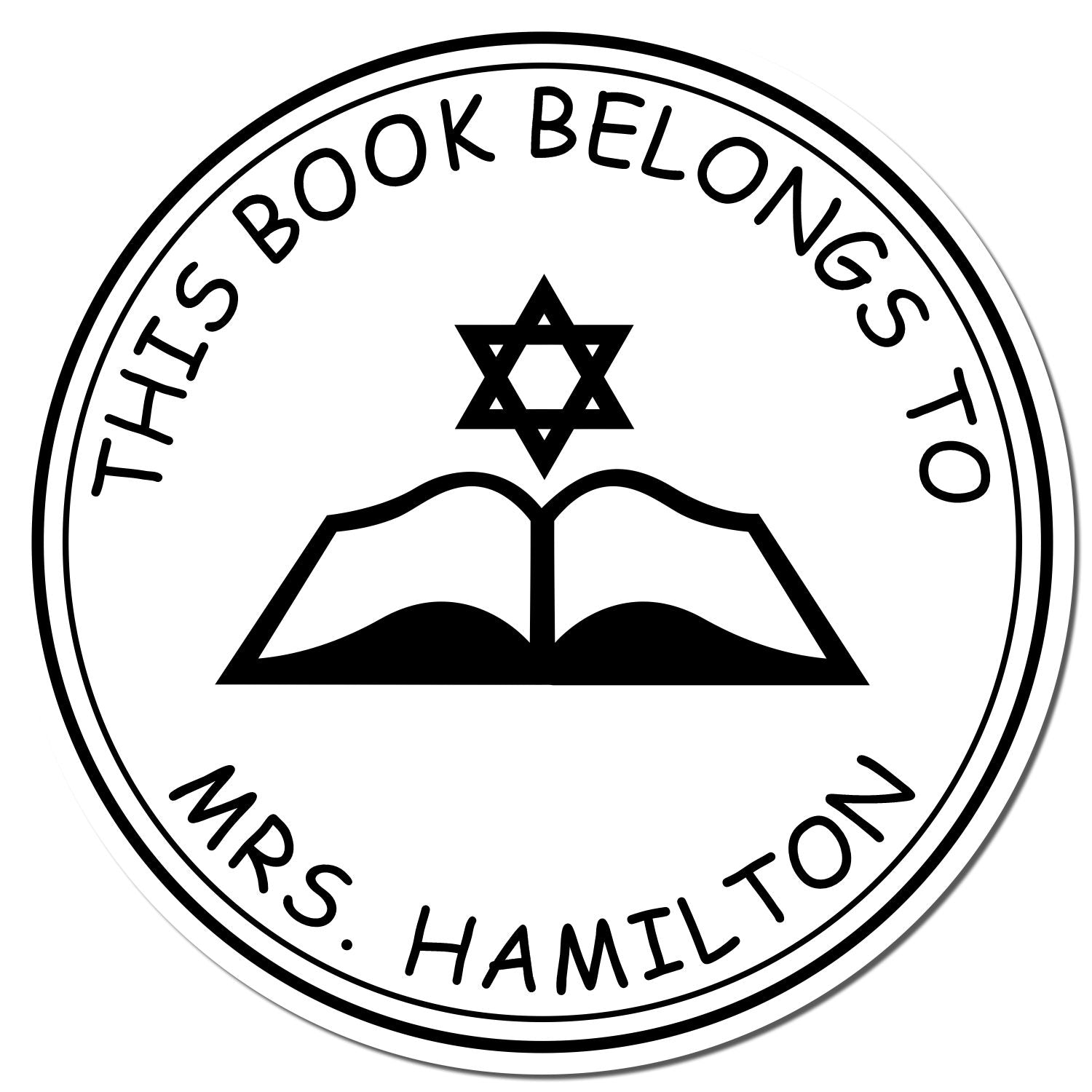 Self-Inking Star of David Torah Personalized Mail Stamp - Engineer Seal Stamps