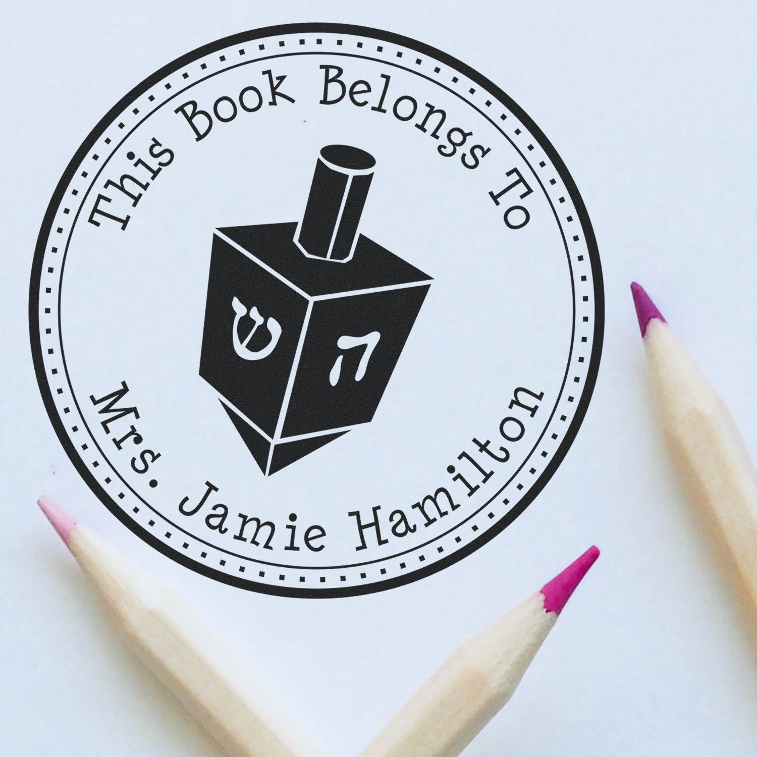 Portable Pre-Inked Spinning Dreidel Customized Name And Address Stamp - Engineer Seal Stamps