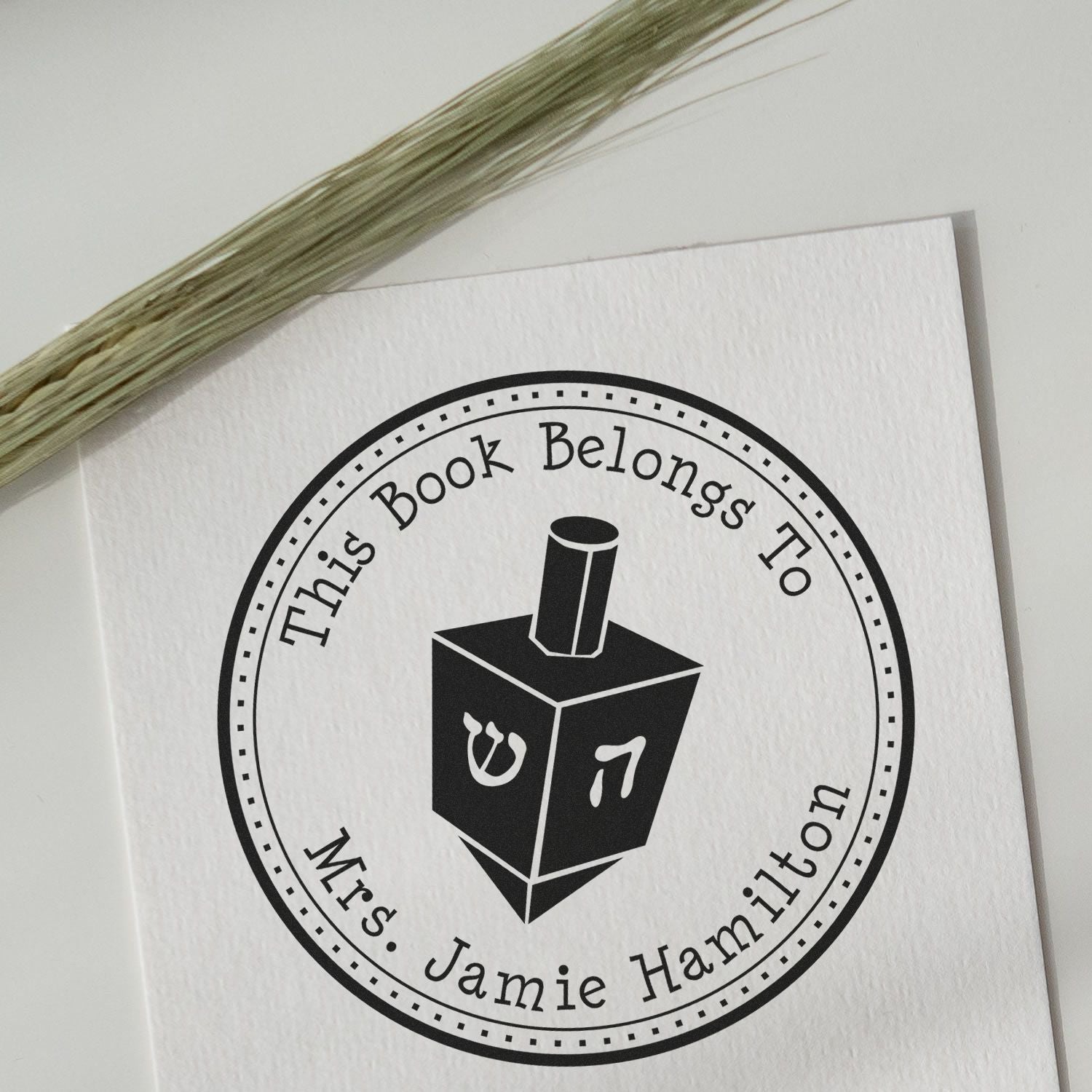 Self-Inking Spinning Dreidel Personalized Mailing Stamp - Engineer Seal Stamps