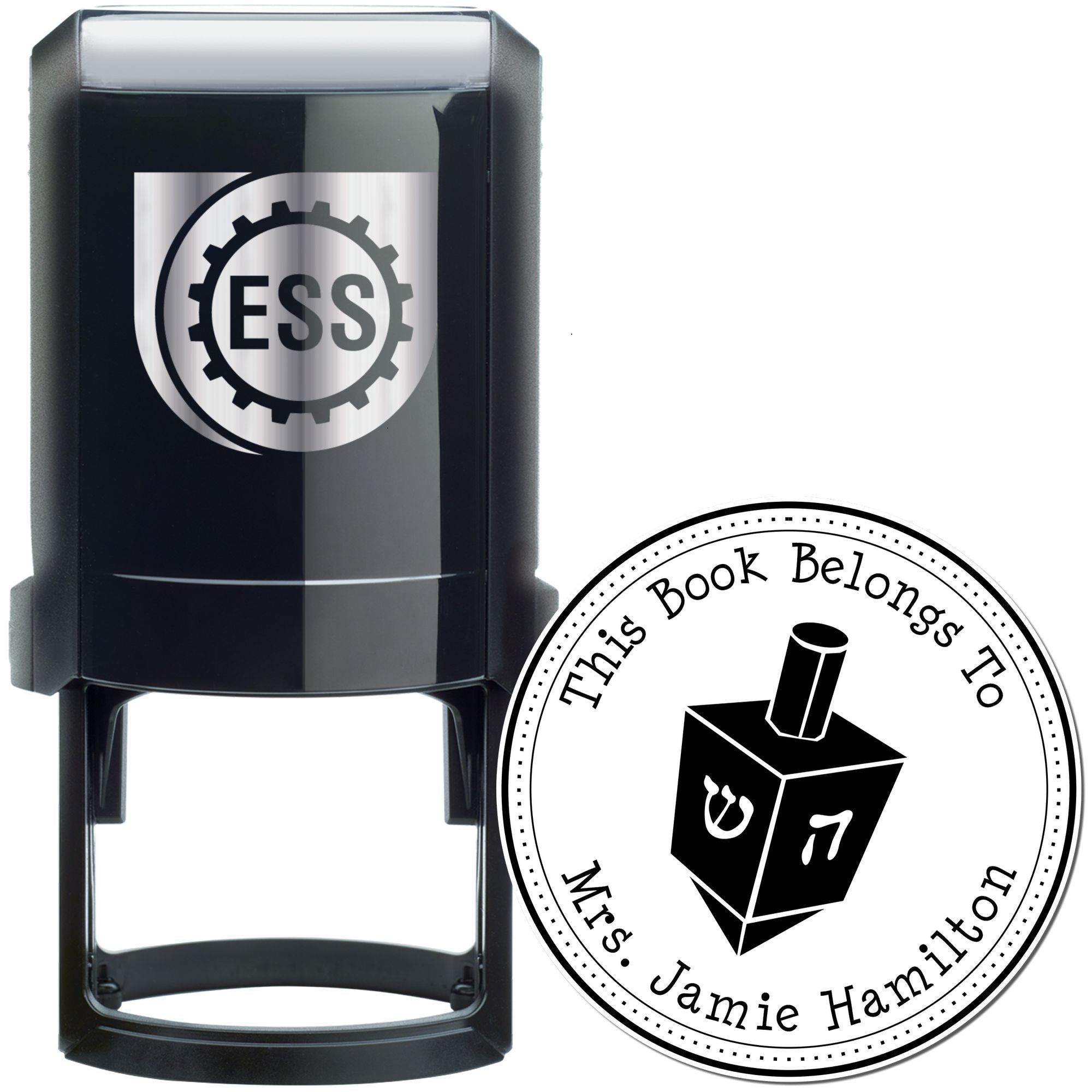 Self-Inking Spinning Dreidel Personalized Mailing Stamp - Engineer Seal Stamps