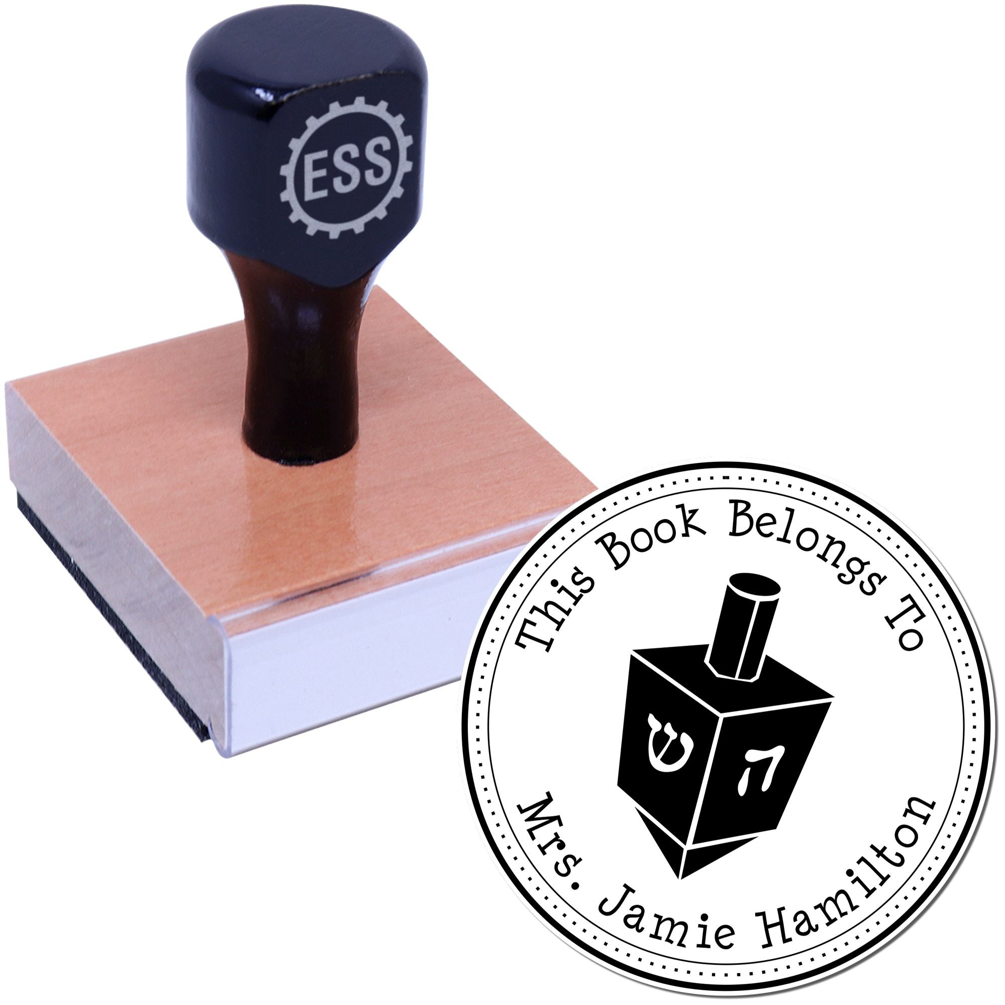 Wood Handle Spinning Dreidel Custom Home Stamper - Engineer Seal Stamps