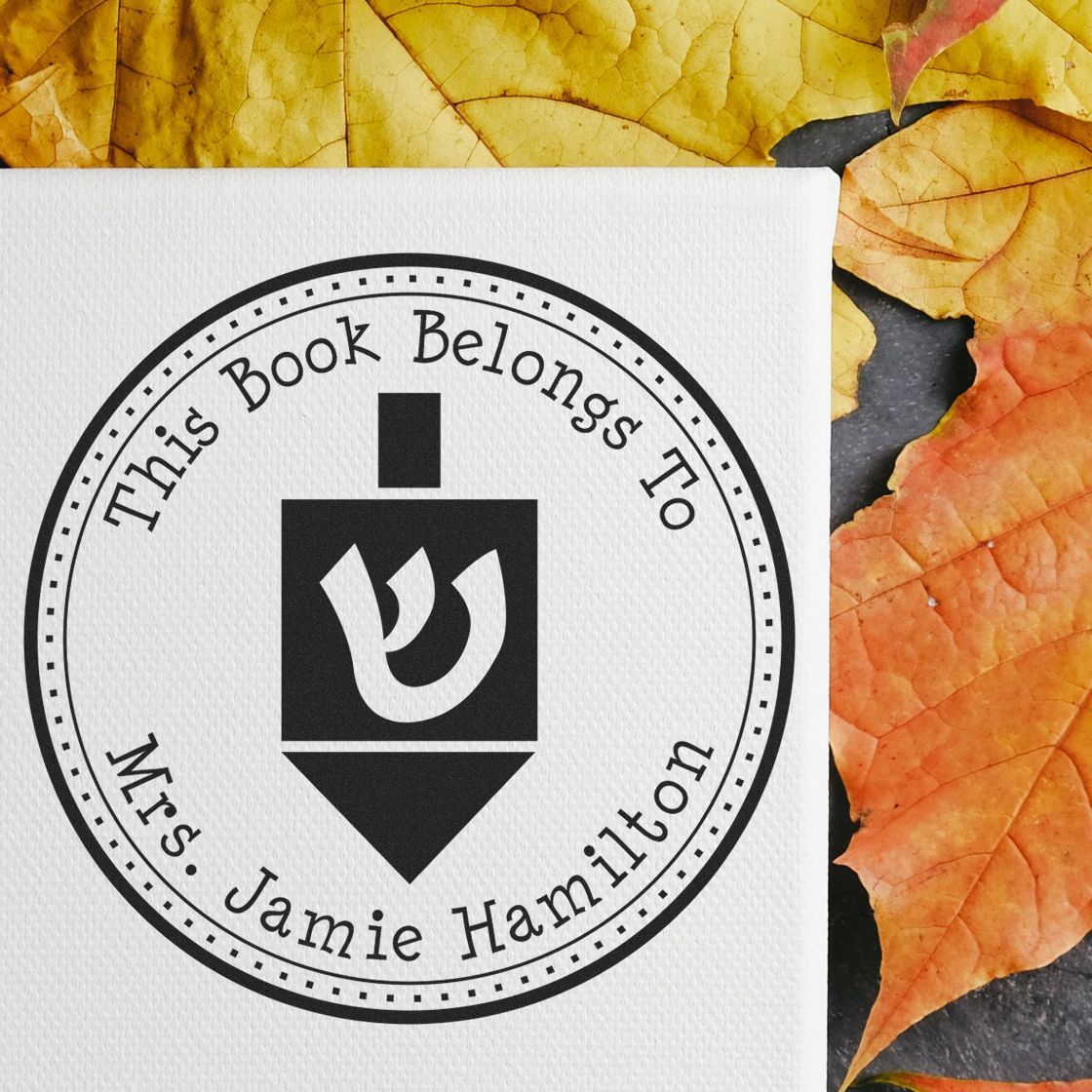 Self-Inking Playful Dreidel Personalized Mailing Stamper - Engineer Seal Stamps