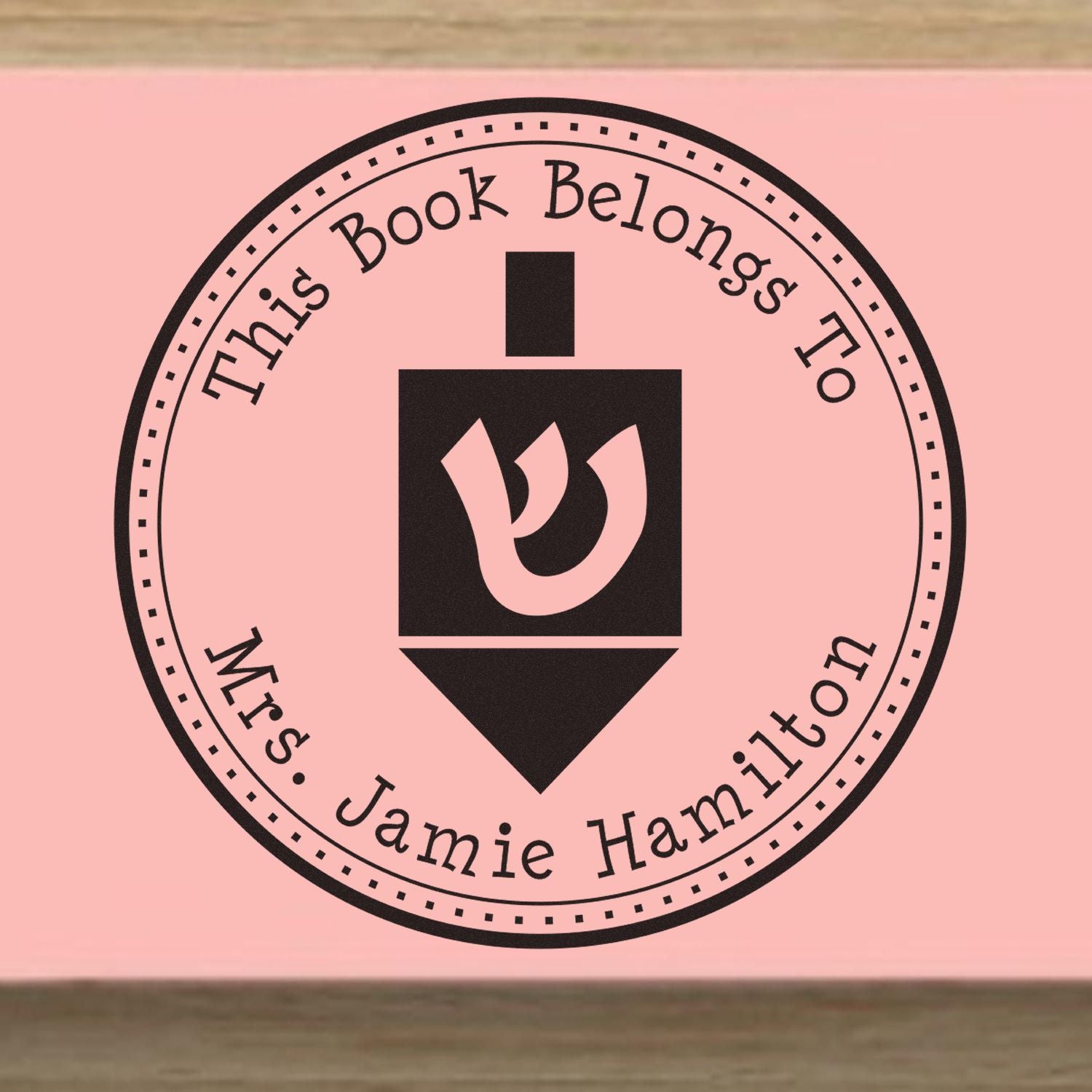 Wood Handle Playful Dreidel Custom Envelope Stamp - Engineer Seal Stamps