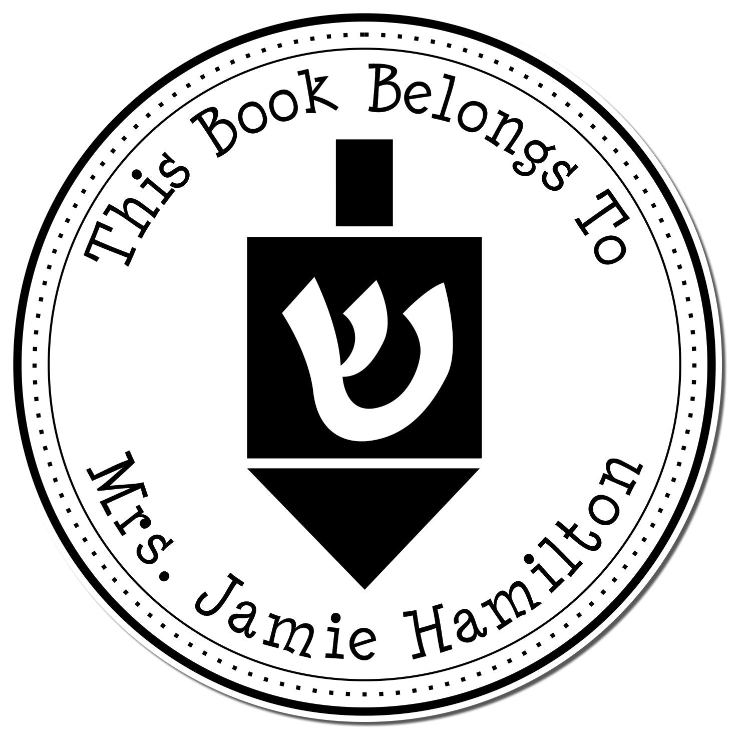 Wood Handle Playful Dreidel Custom Envelope Stamp - Engineer Seal Stamps