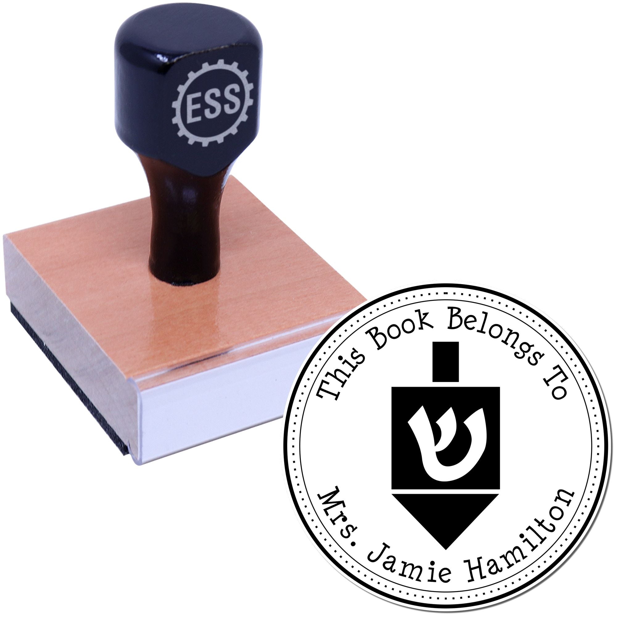 Wood Handle Playful Dreidel Custom Envelope Stamp - Engineer Seal Stamps