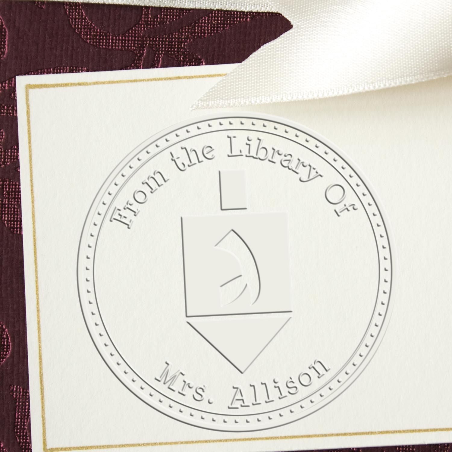 Desk Holiday Dreidel Personalized Name And Address Embossed Stamp - Engineer Seal Stamps